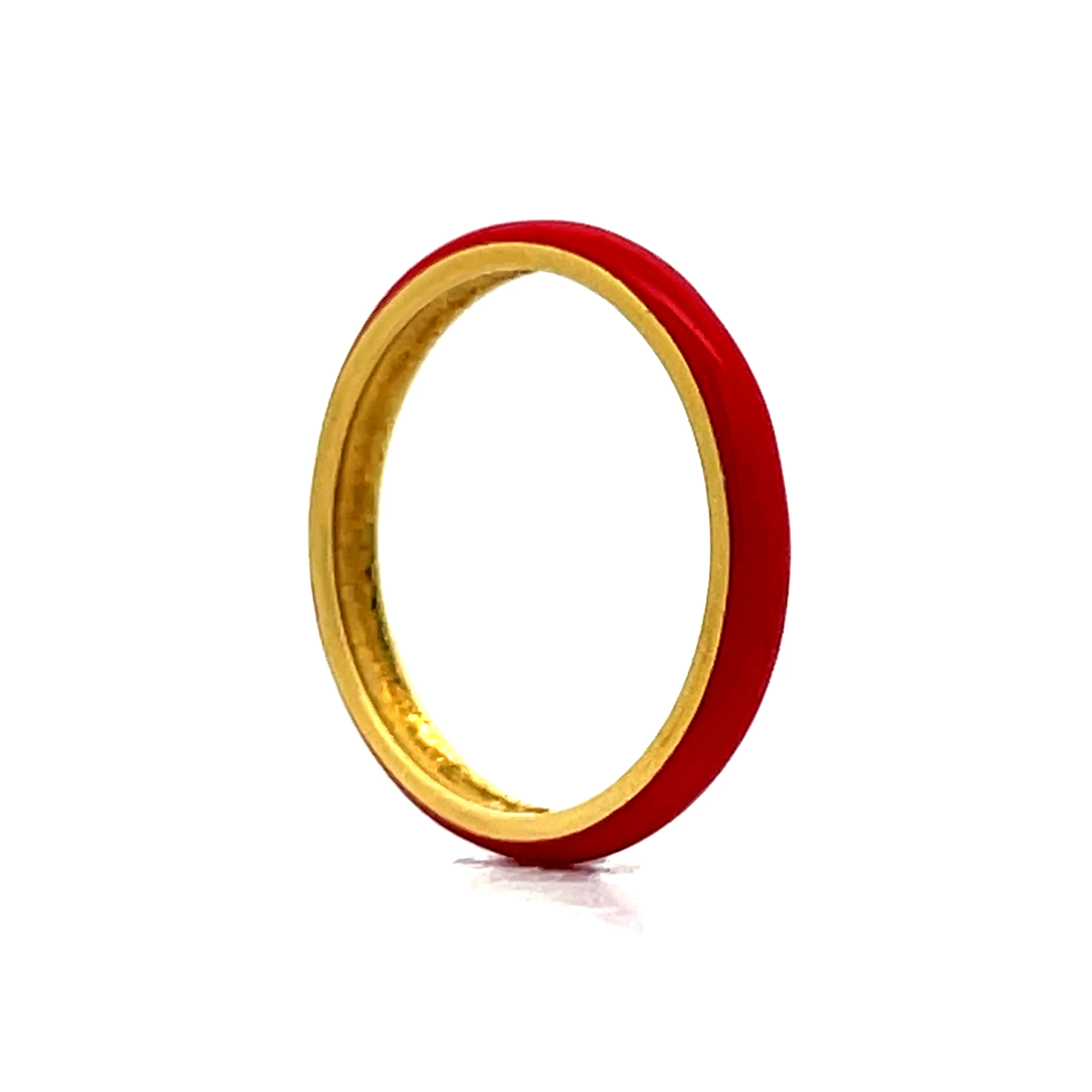 3mm Red Enamel Stacking Band in 14k Yellow Gold - Image 5