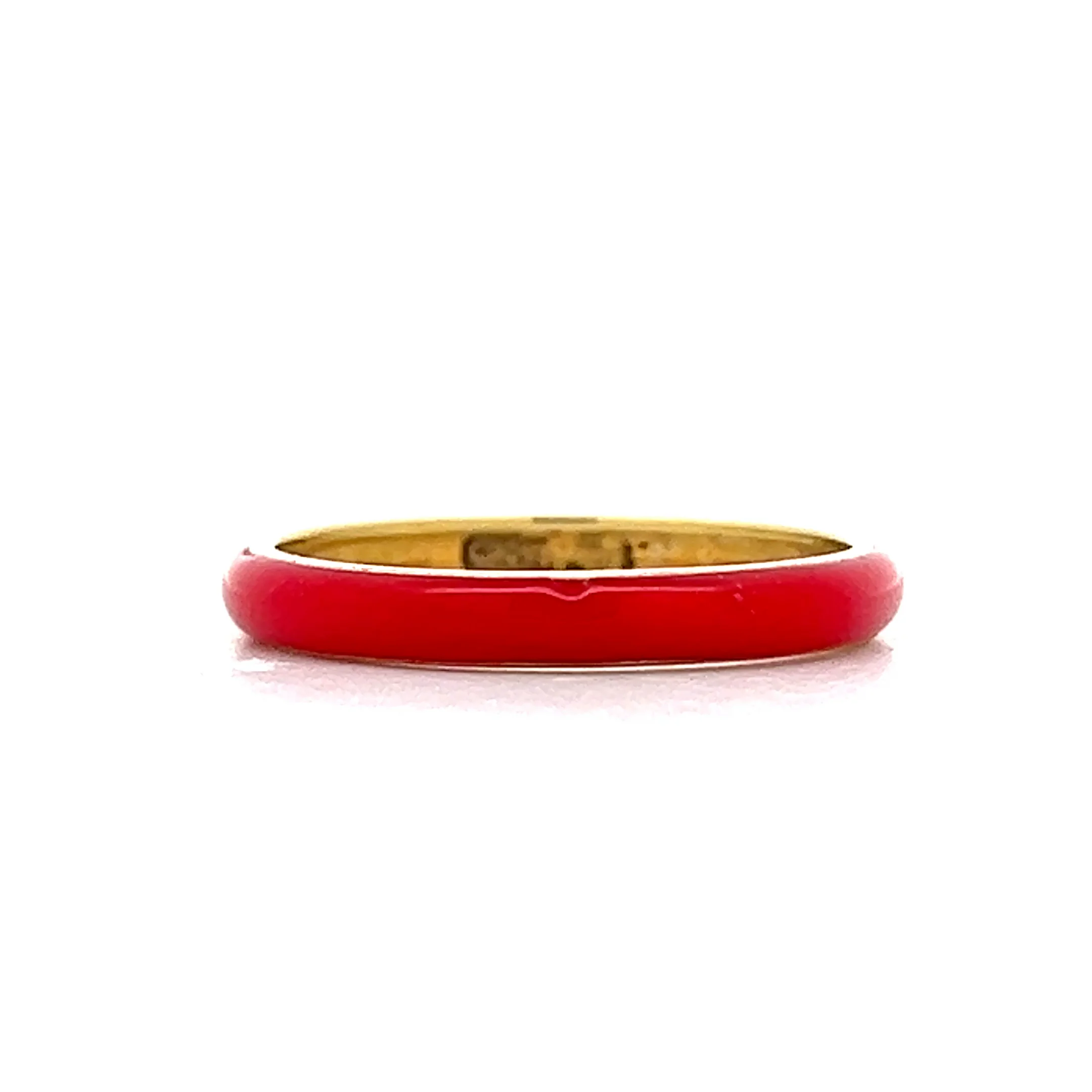 3mm Red Enamel Stacking Ring in 14k Yellow Gold