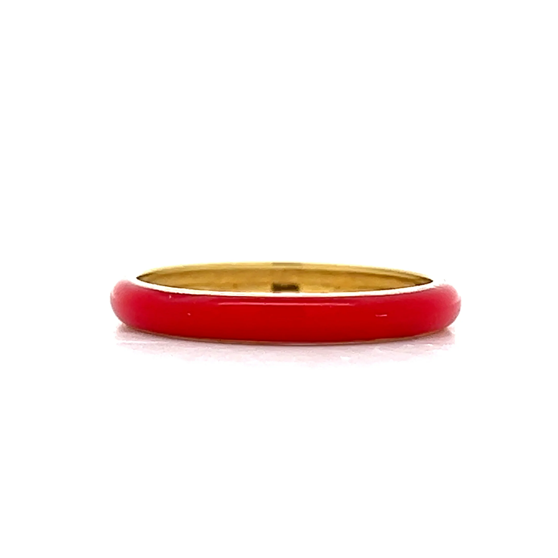 3mm Red Enamel Stacking Ring in 14k Yellow Gold - Image 3