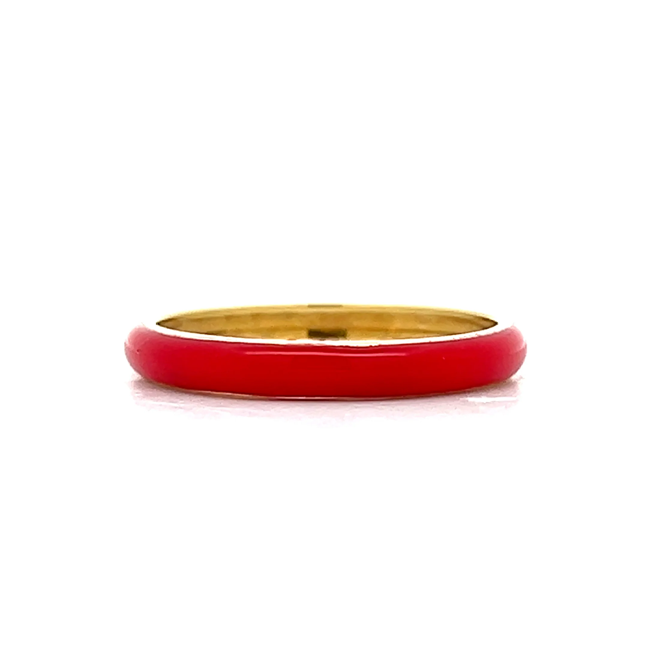 3mm Red Enamel Stacking Ring in 14k Yellow Gold - Image 4
