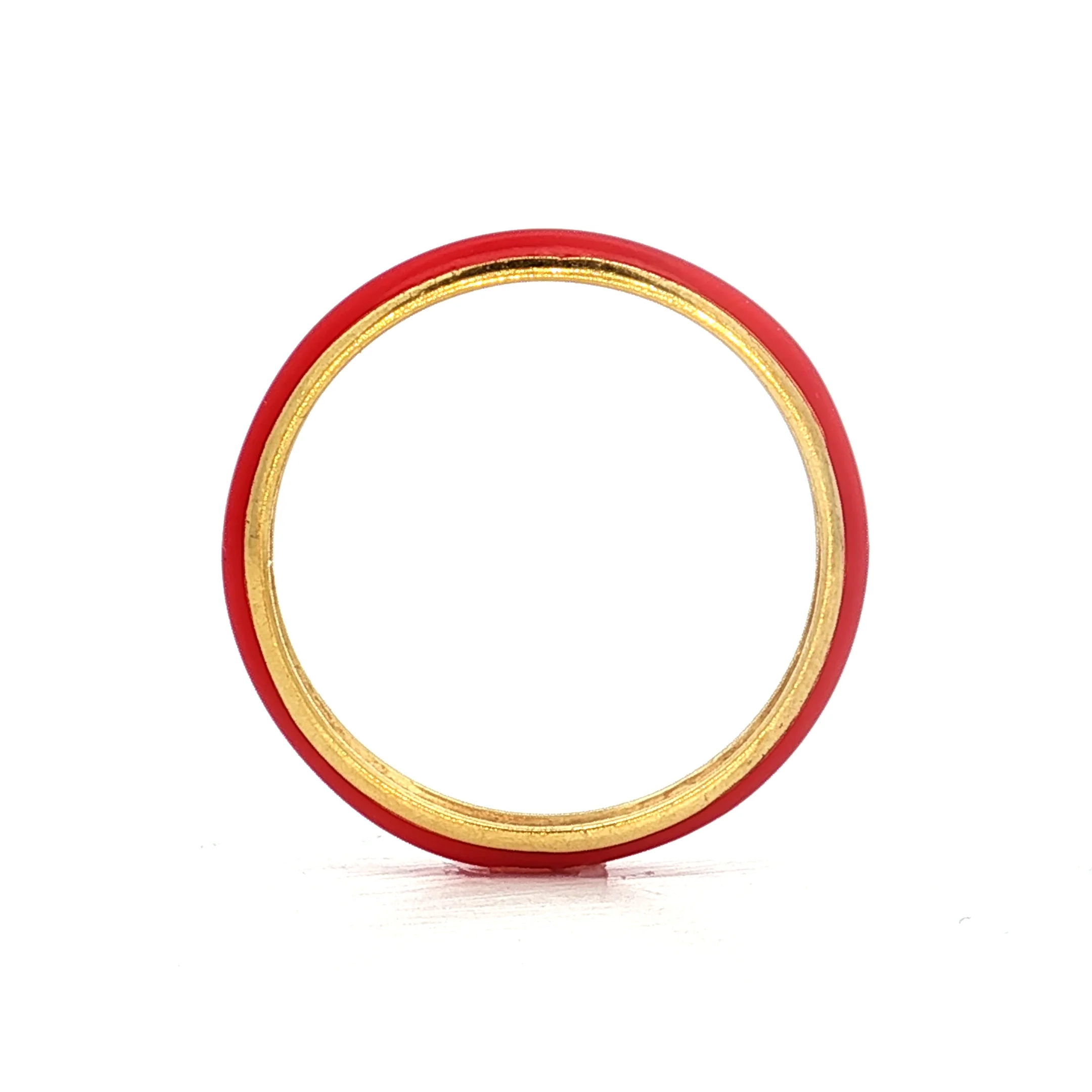 3mm Red Enamel Stacking Ring in 14k Yellow Gold - Image 5