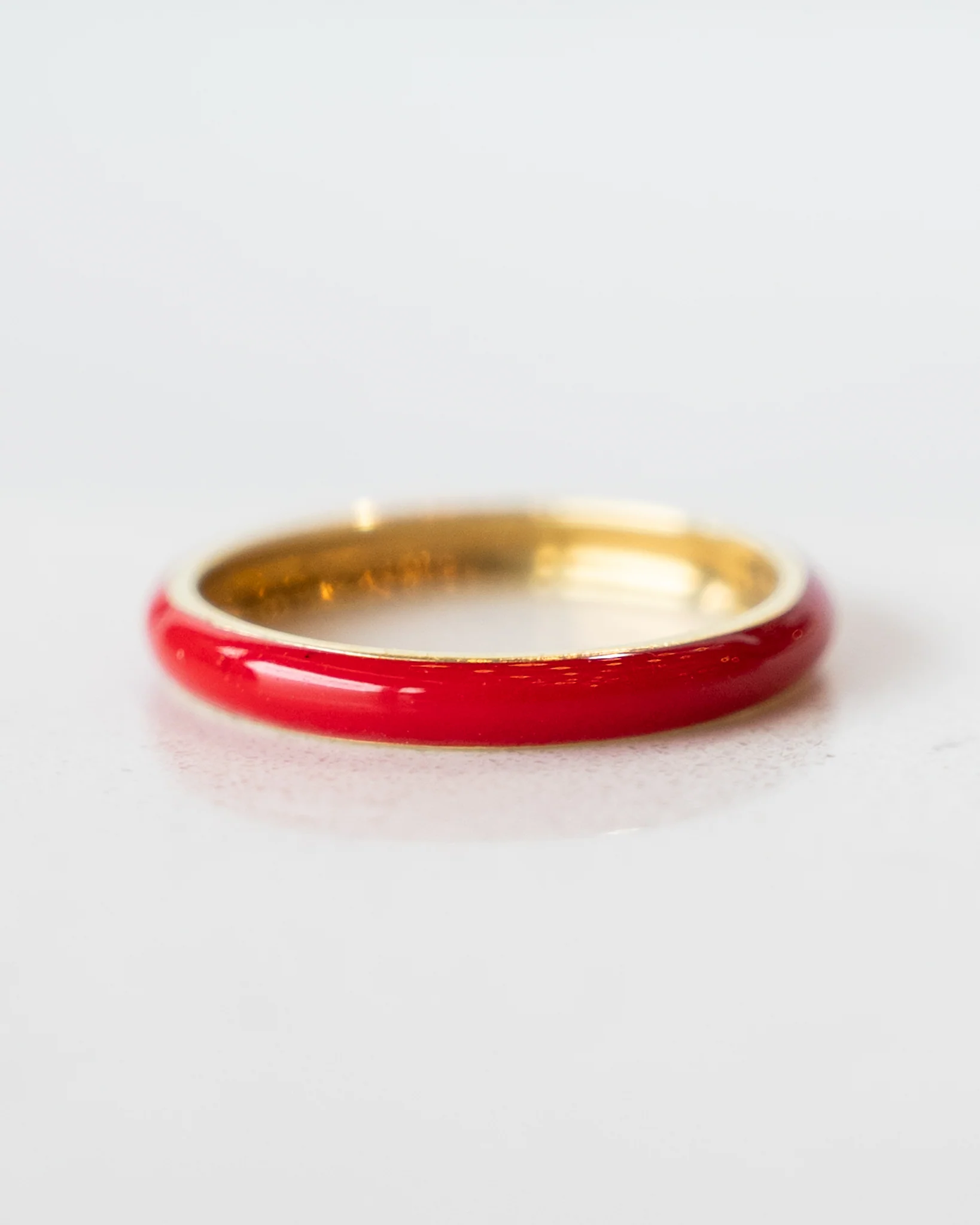 3mm Red Enamel Stacking Ring in 14k Yellow Gold - Image 7