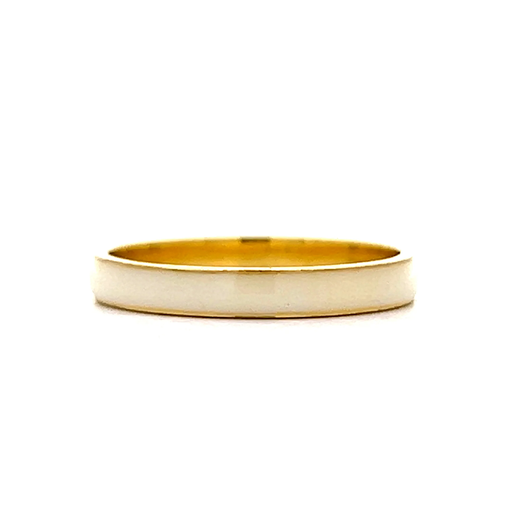 3mm White Enamel Wedding Band in 14k Yellow Gold - Image 2