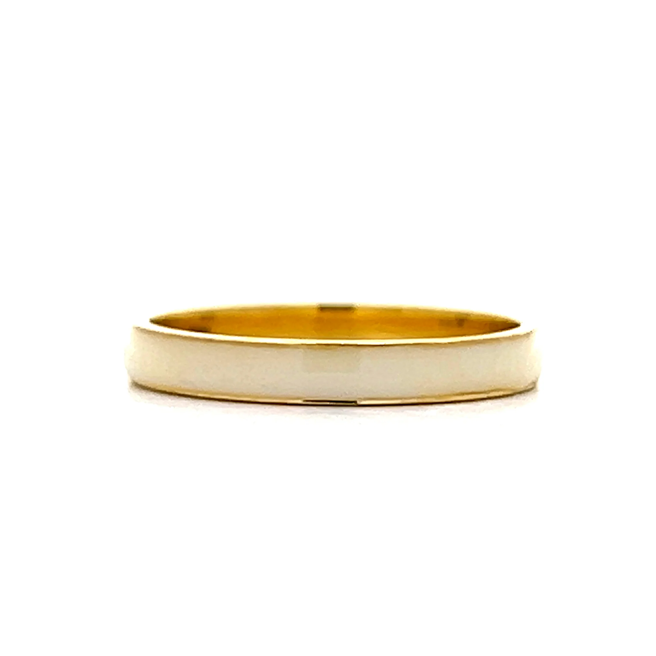 3mm White Enamel Wedding Band in 14k Yellow Gold - Image 3