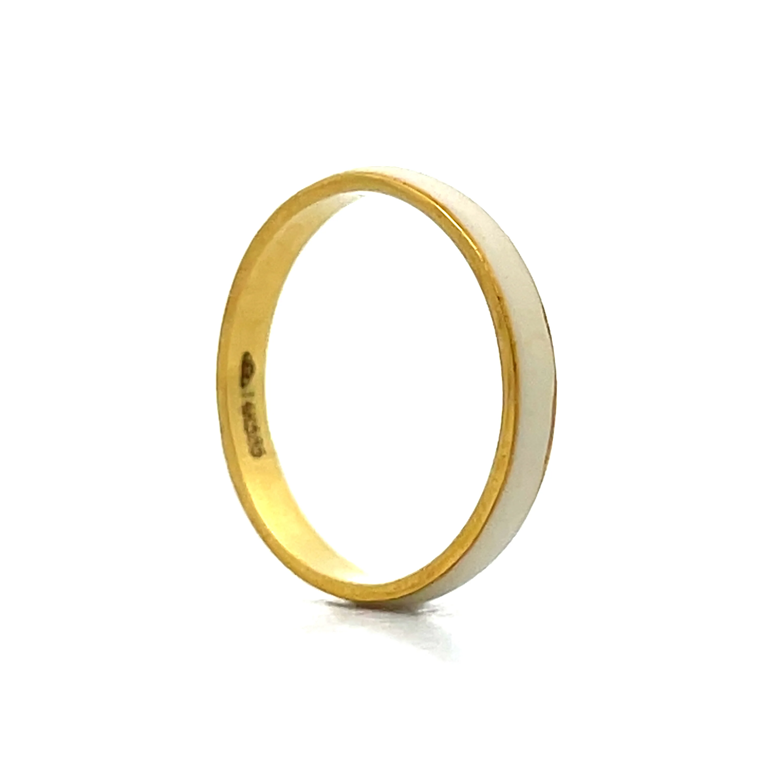 3mm White Enamel Wedding Band in 14k Yellow Gold - Image 5