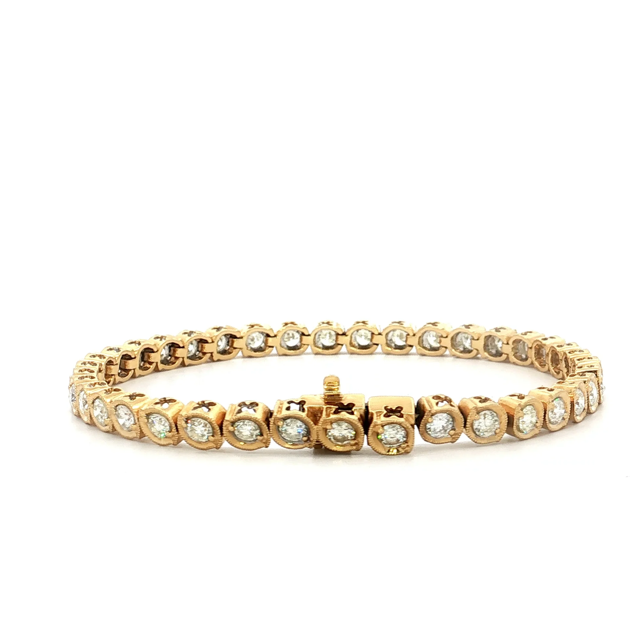 4.00 Carat Diamond Tennis Bracelet 18k Yellow Gold - Image 4