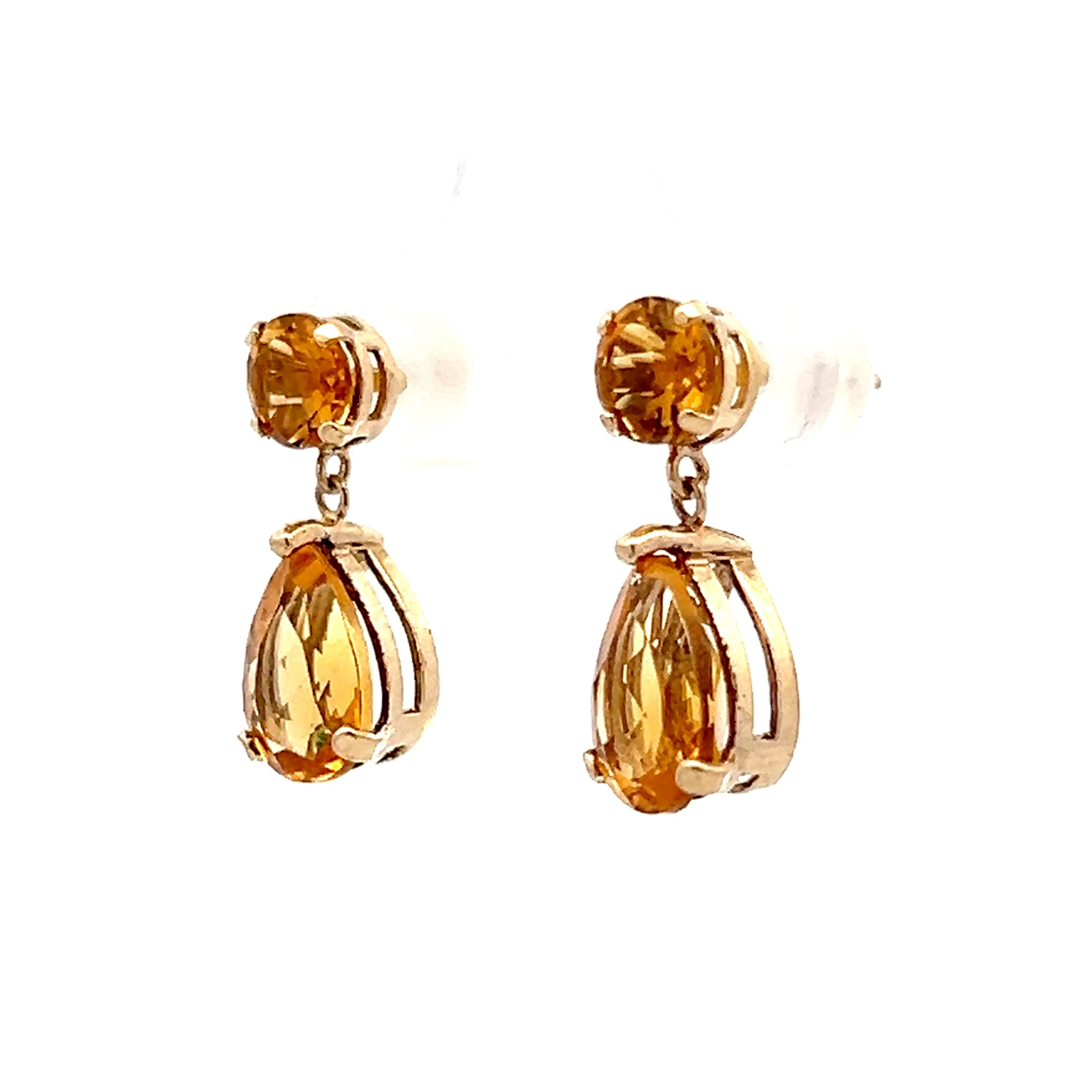 4.00 Citrine Drop Earrings in 14k Yellow Gold - Image 2
