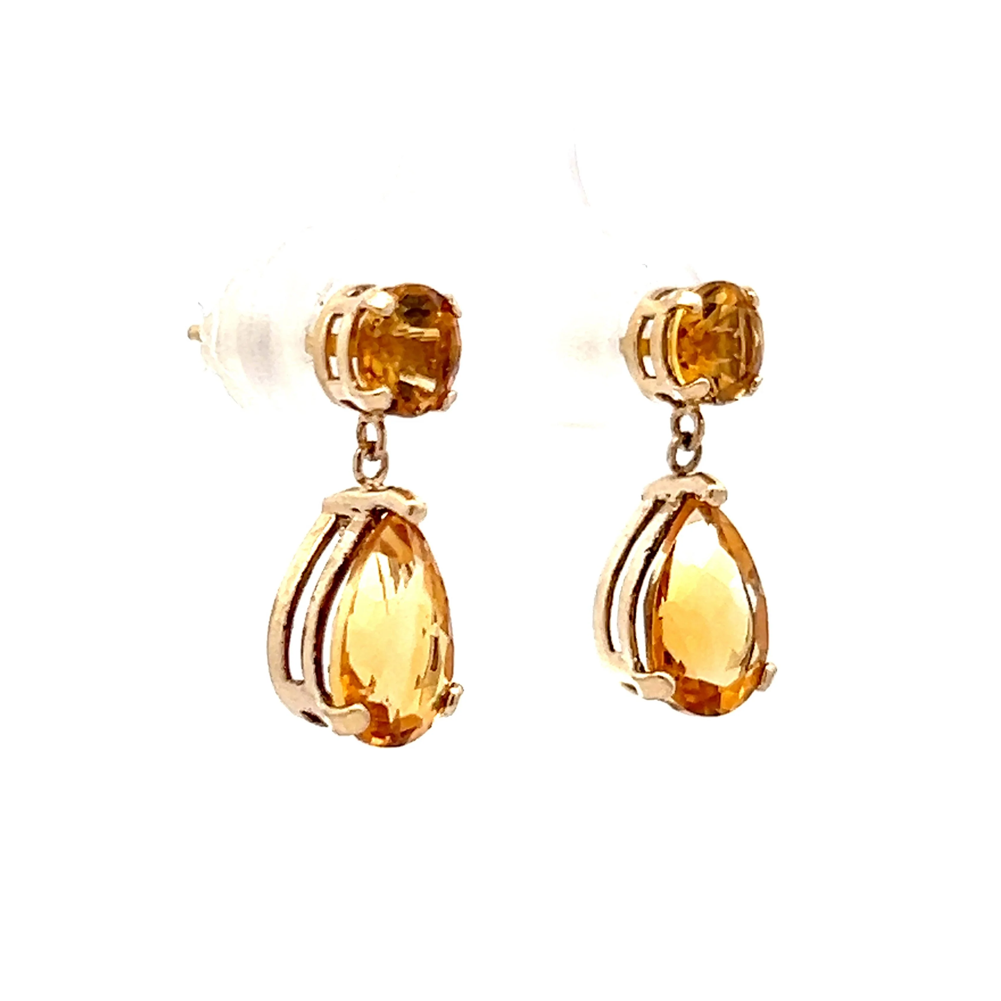 4.00 Citrine Drop Earrings in 14k Yellow Gold - Image 3