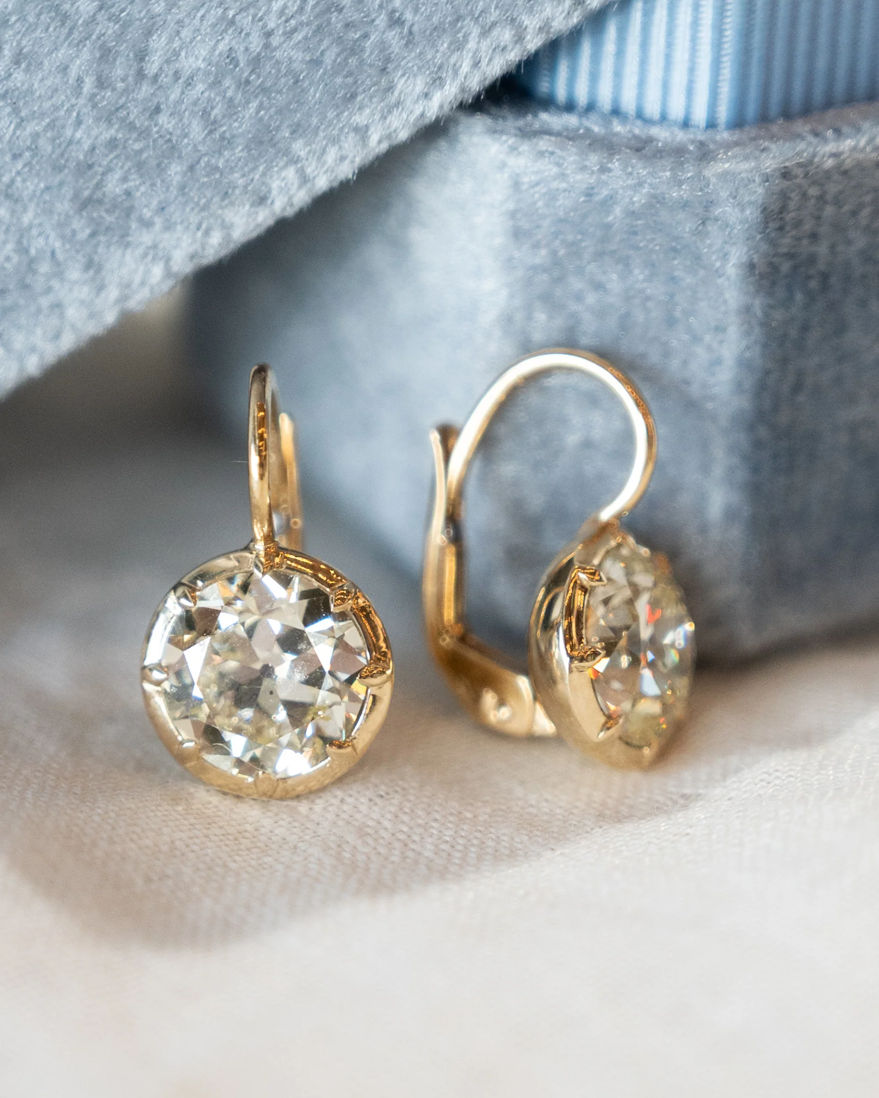 4.00 GIA Old European Diamond Drop Earrings 14k - Image 4