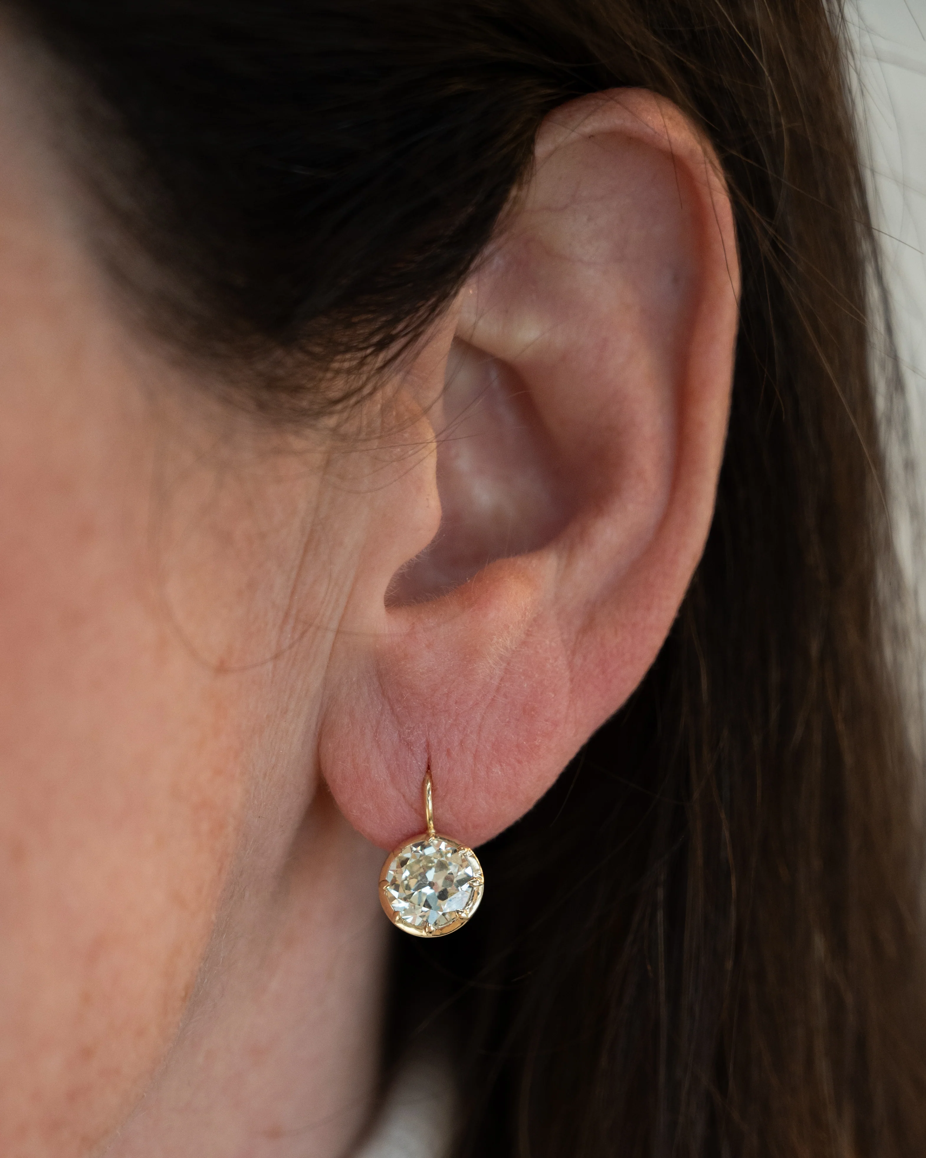 4.00 GIA Old European Diamond Drop Earrings 14k - Image 5