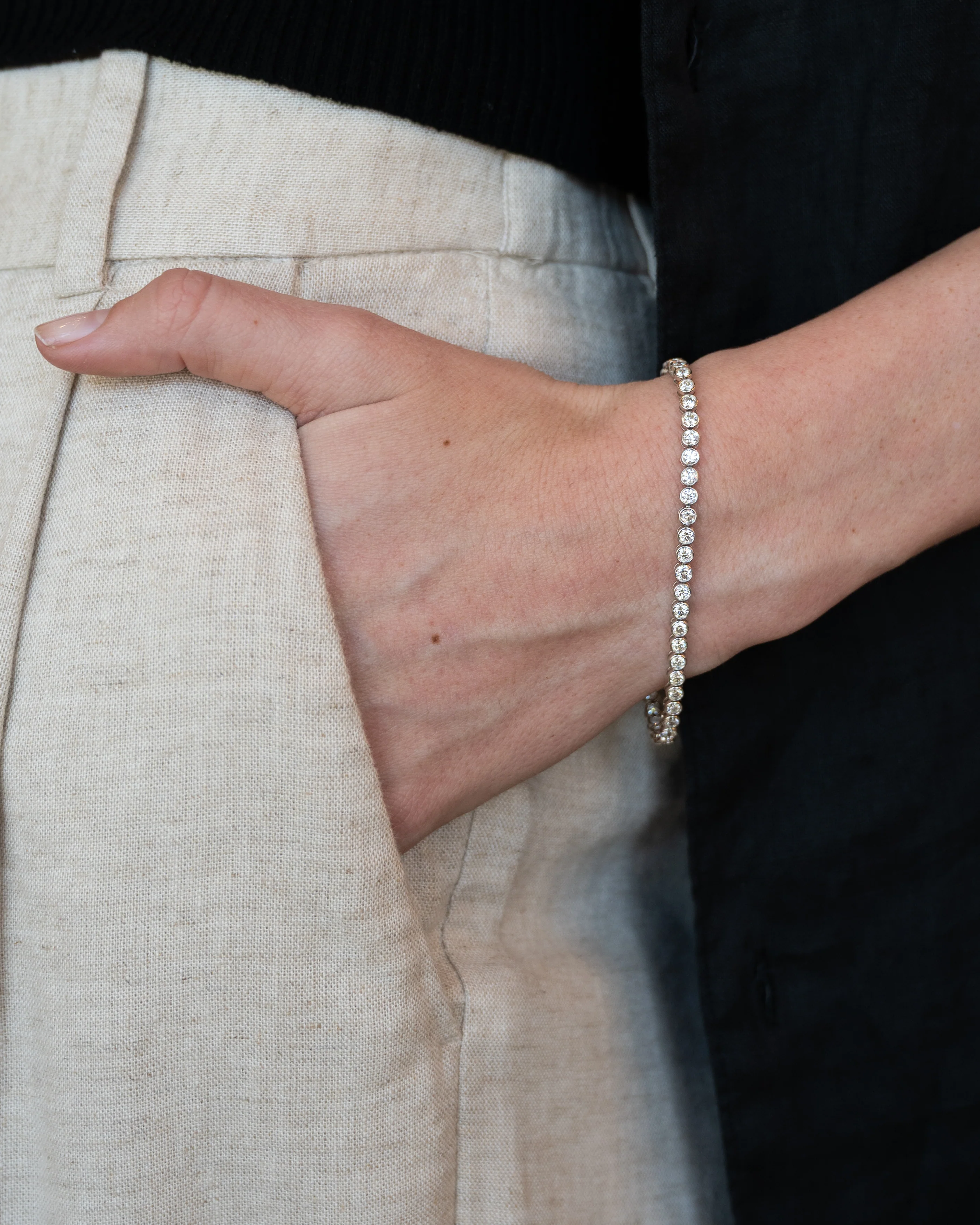 4.02 Round Brilliant Diamond Tennis Bracelet 14k - Image 5