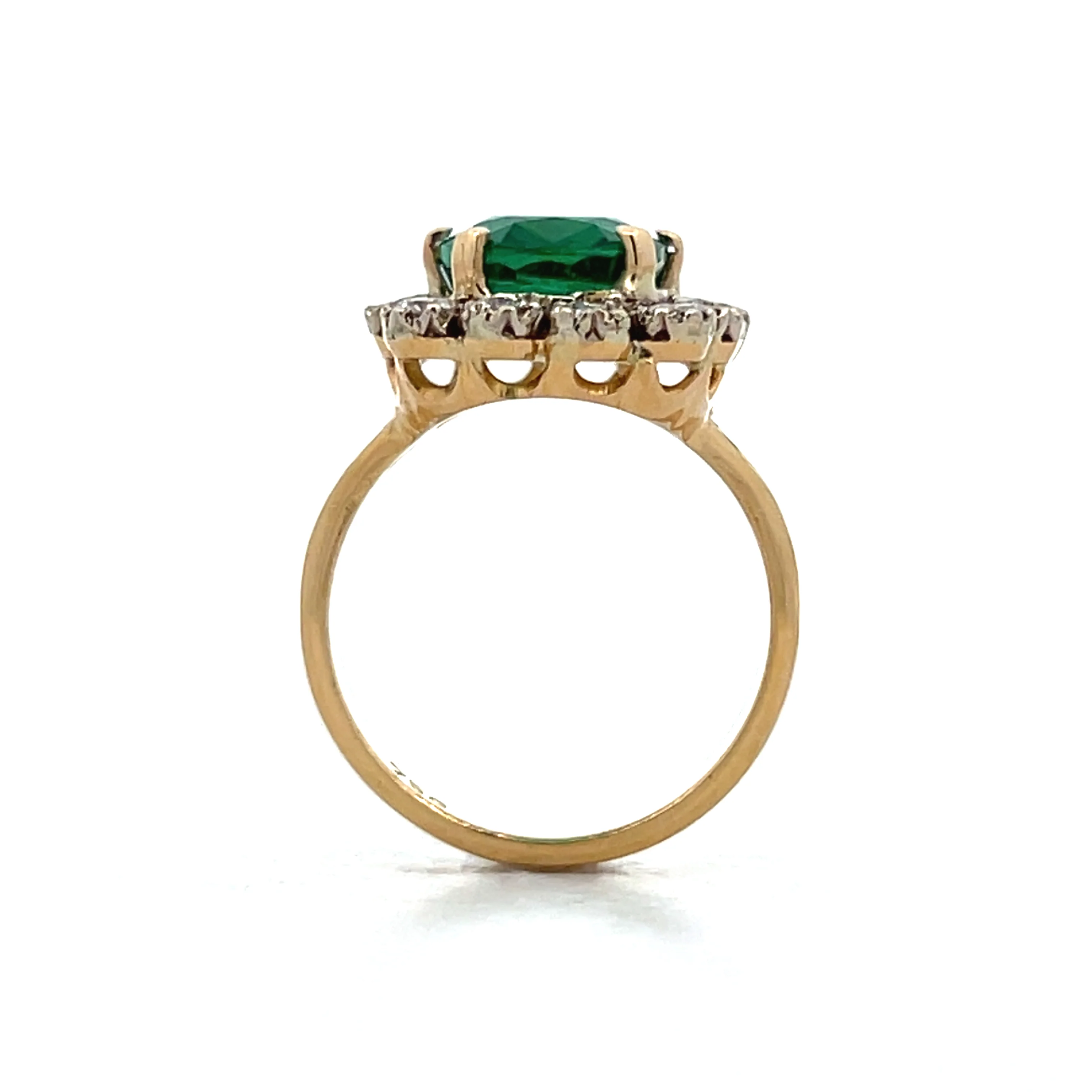 4.03 Cushion Cut Emerald & Diamond Cocktail Ring 18k - Image 4
