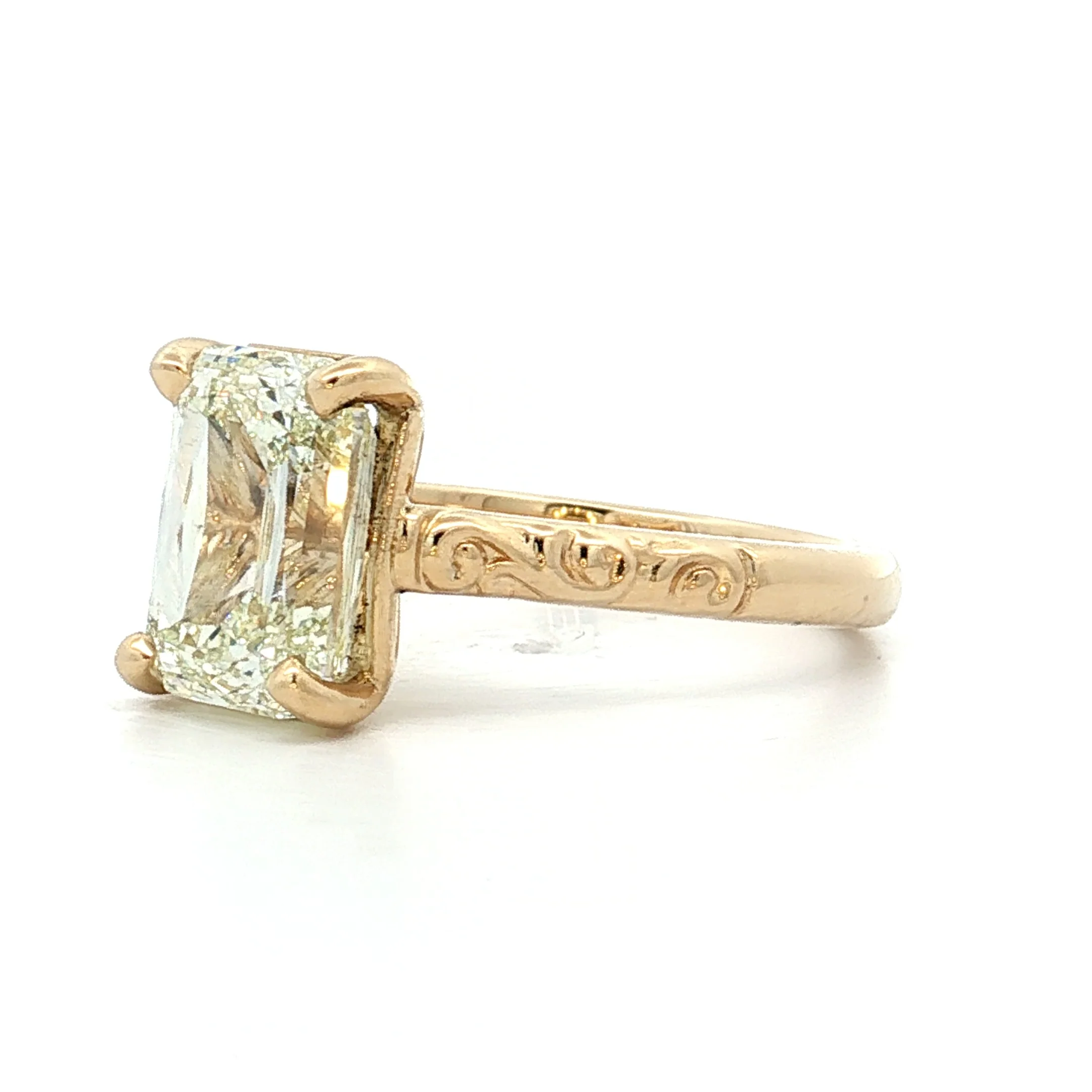 4.03 Emerald Step Cut Diamond Engagement Ring 14k - Image 2