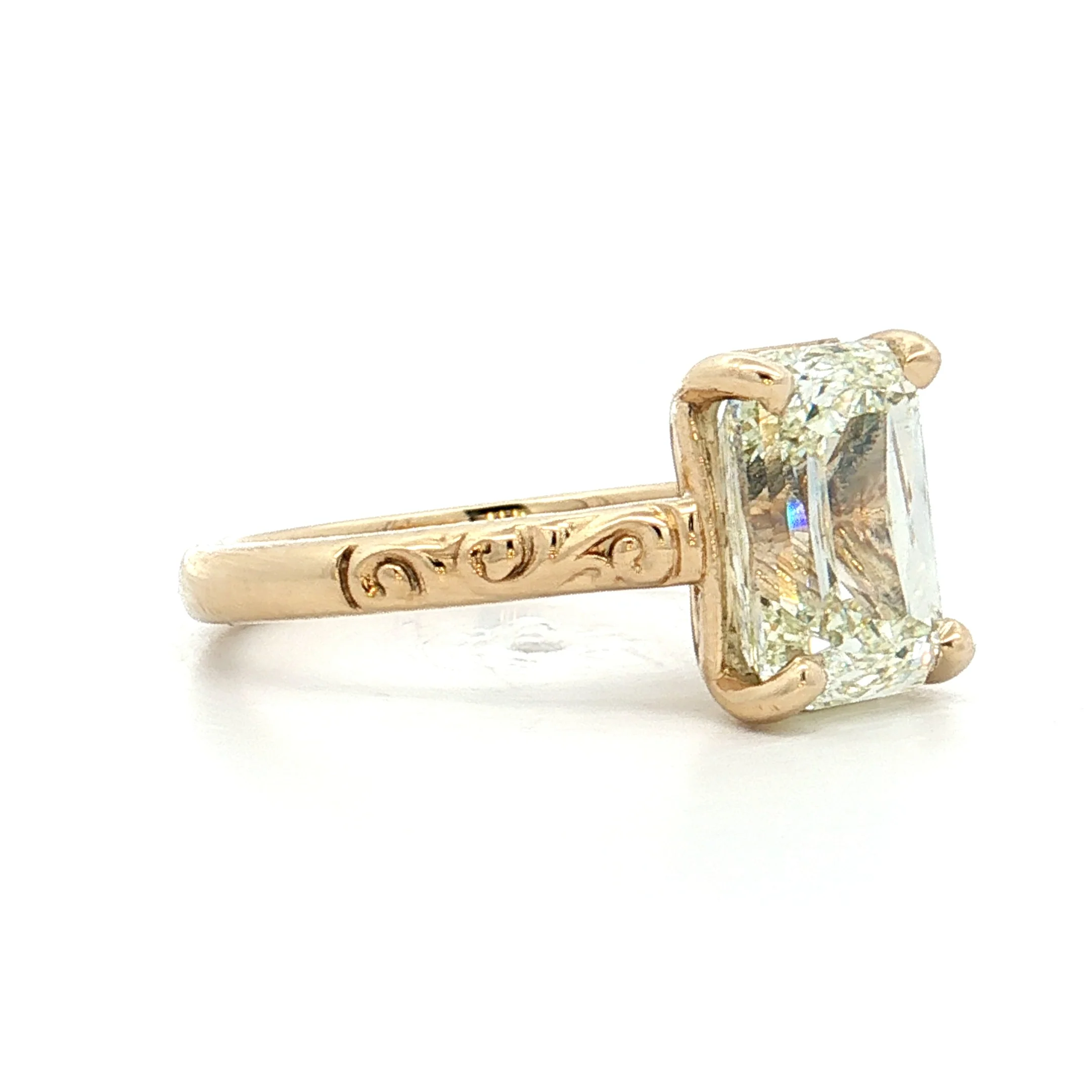4.03 Emerald Step Cut Diamond Engagement Ring 14k - Image 3