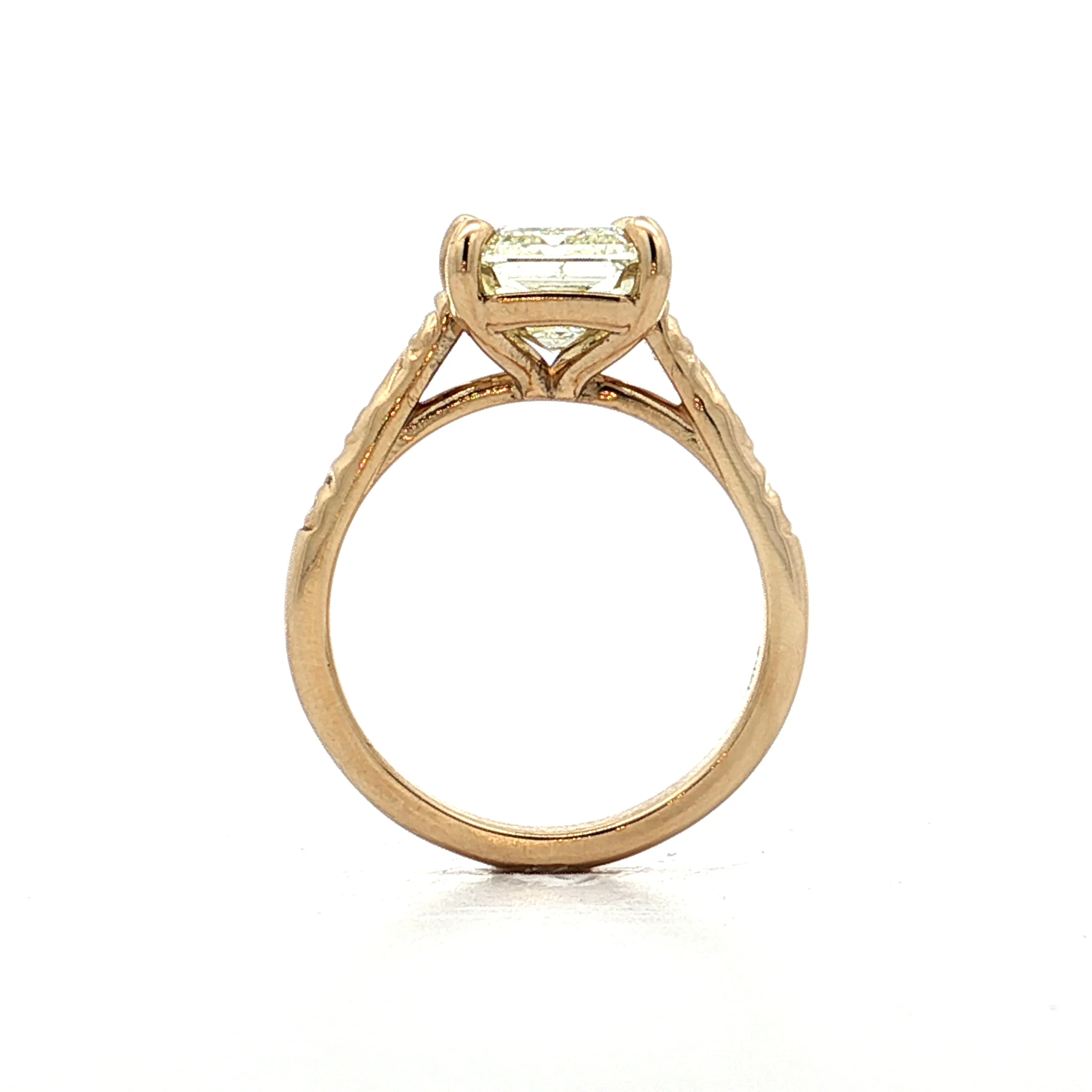4.03 Emerald Step Cut Diamond Engagement Ring 14k - Image 4