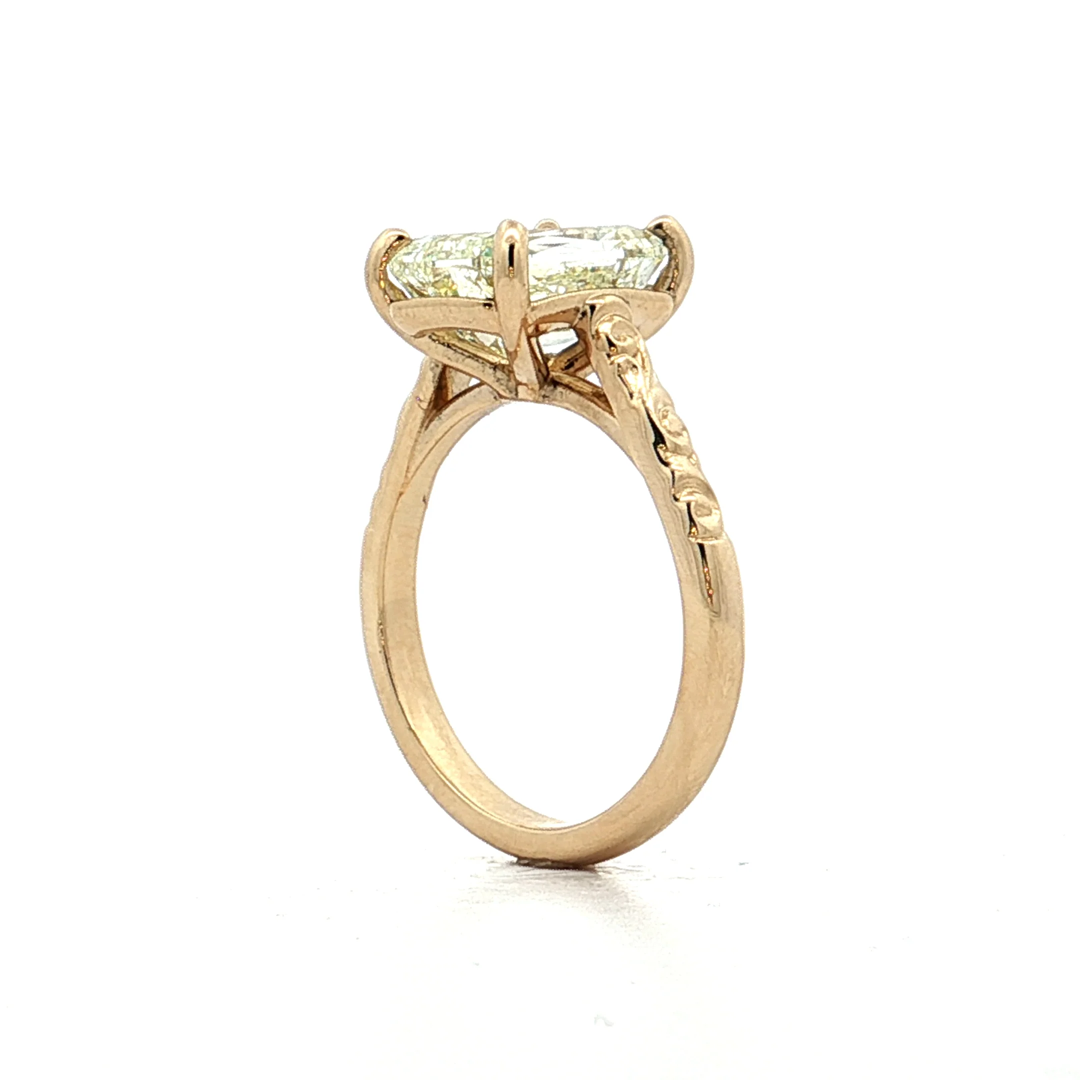 4.03 Emerald Step Cut Diamond Engagement Ring 14k - Image 5