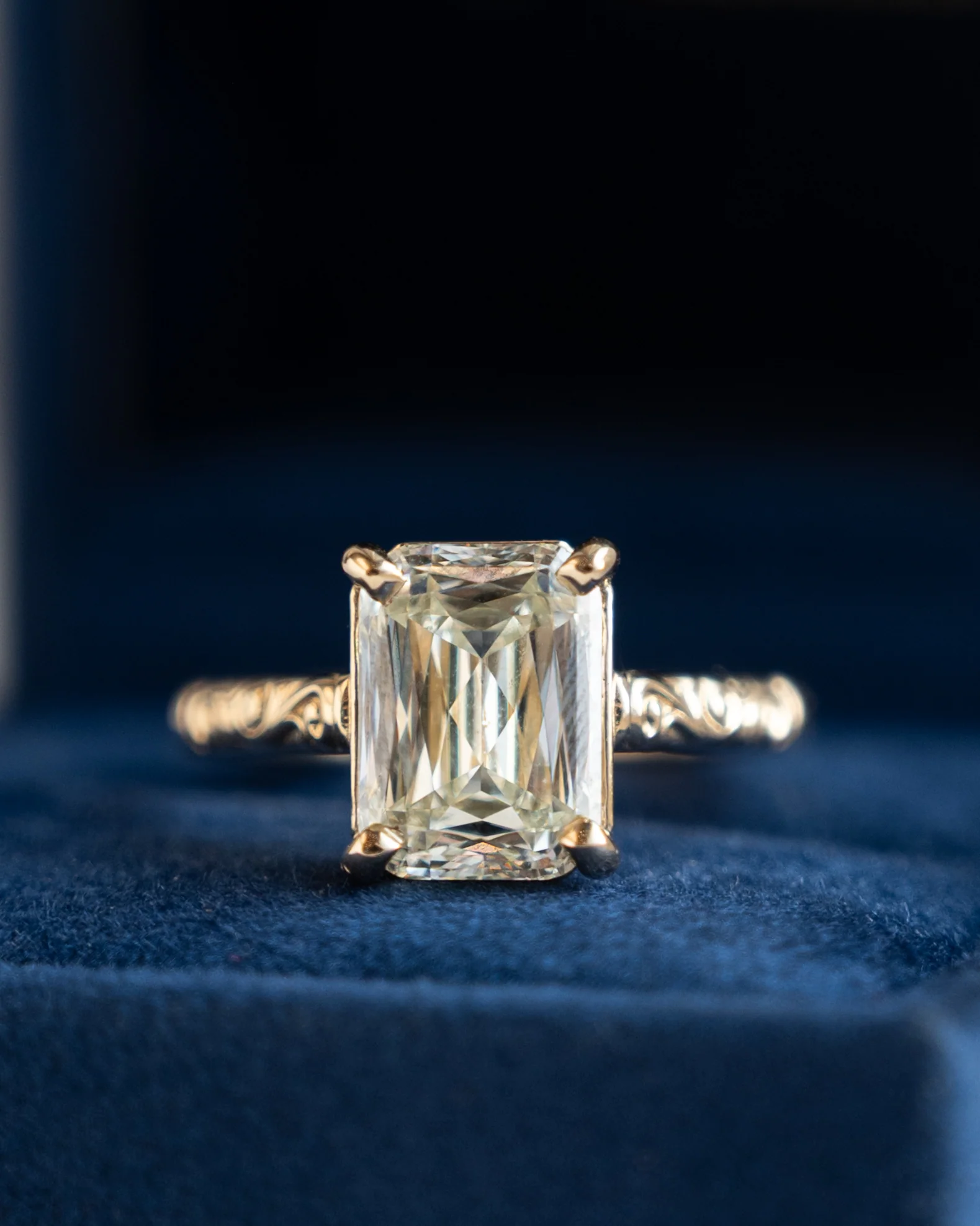 4.03 Emerald Step Cut Diamond Engagement Ring 14k - Image 6