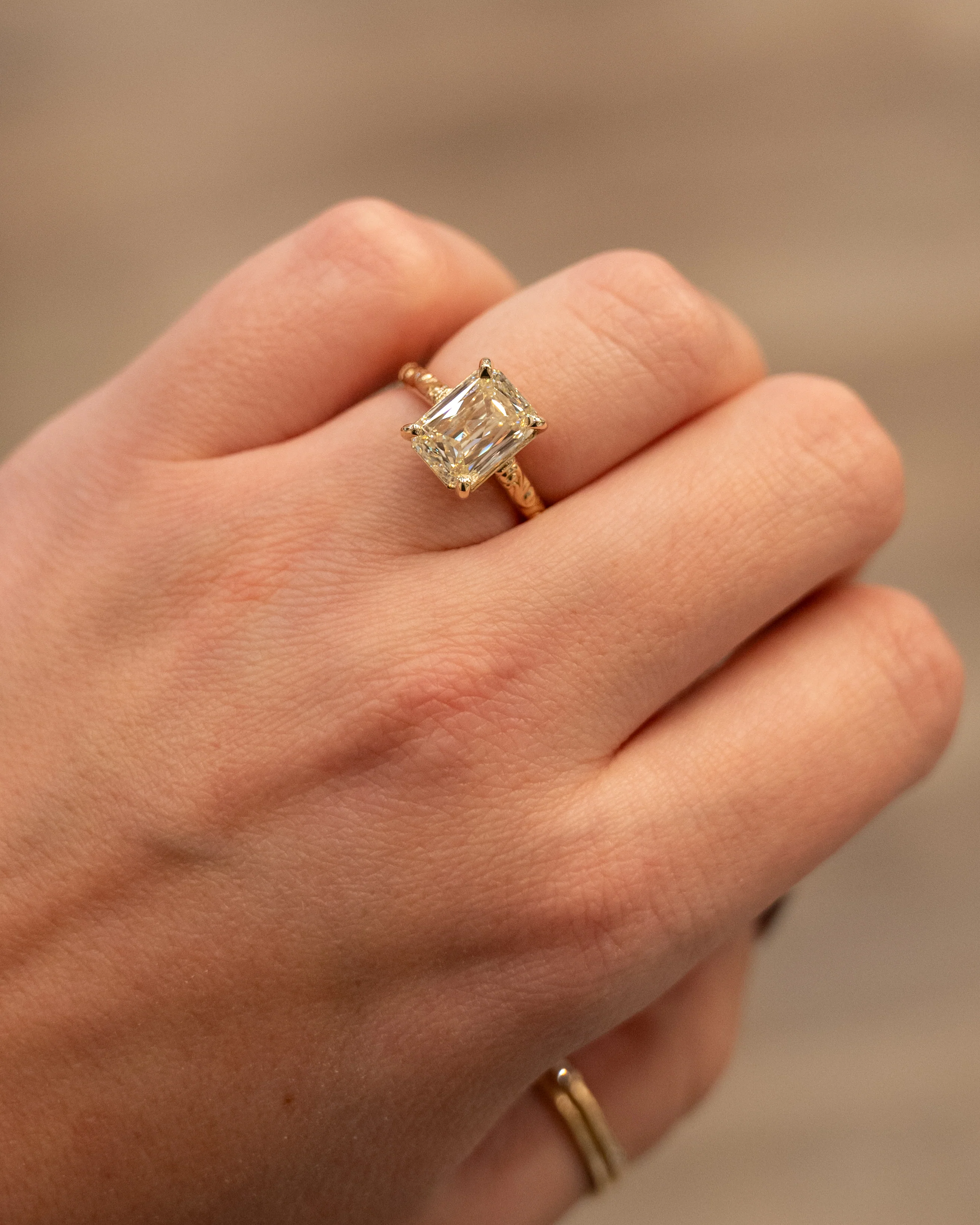 4.03 Emerald Step Cut Diamond Engagement Ring 14k - Image 7