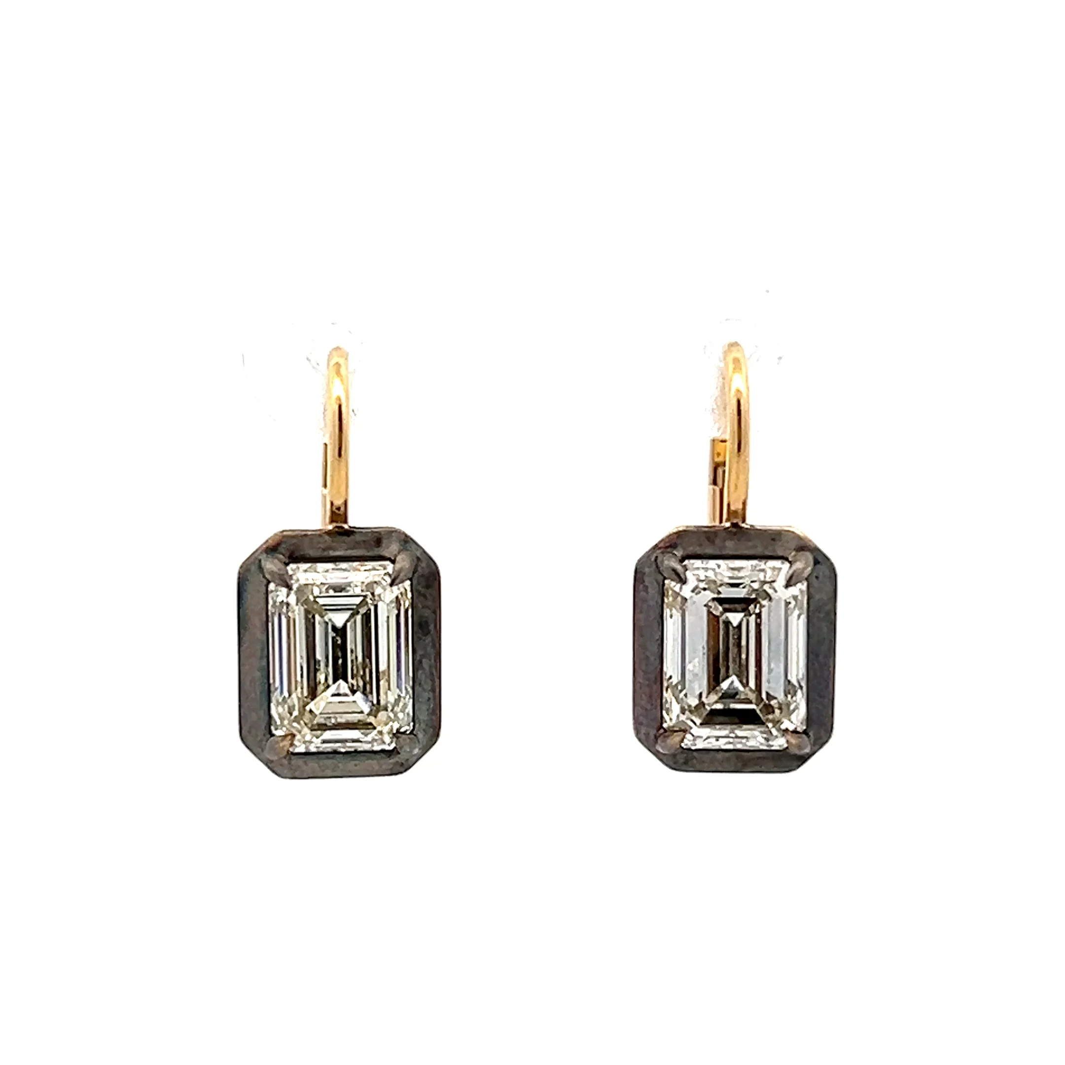 4.04 Emerald Cut Diamond Drop Earrings in 18k