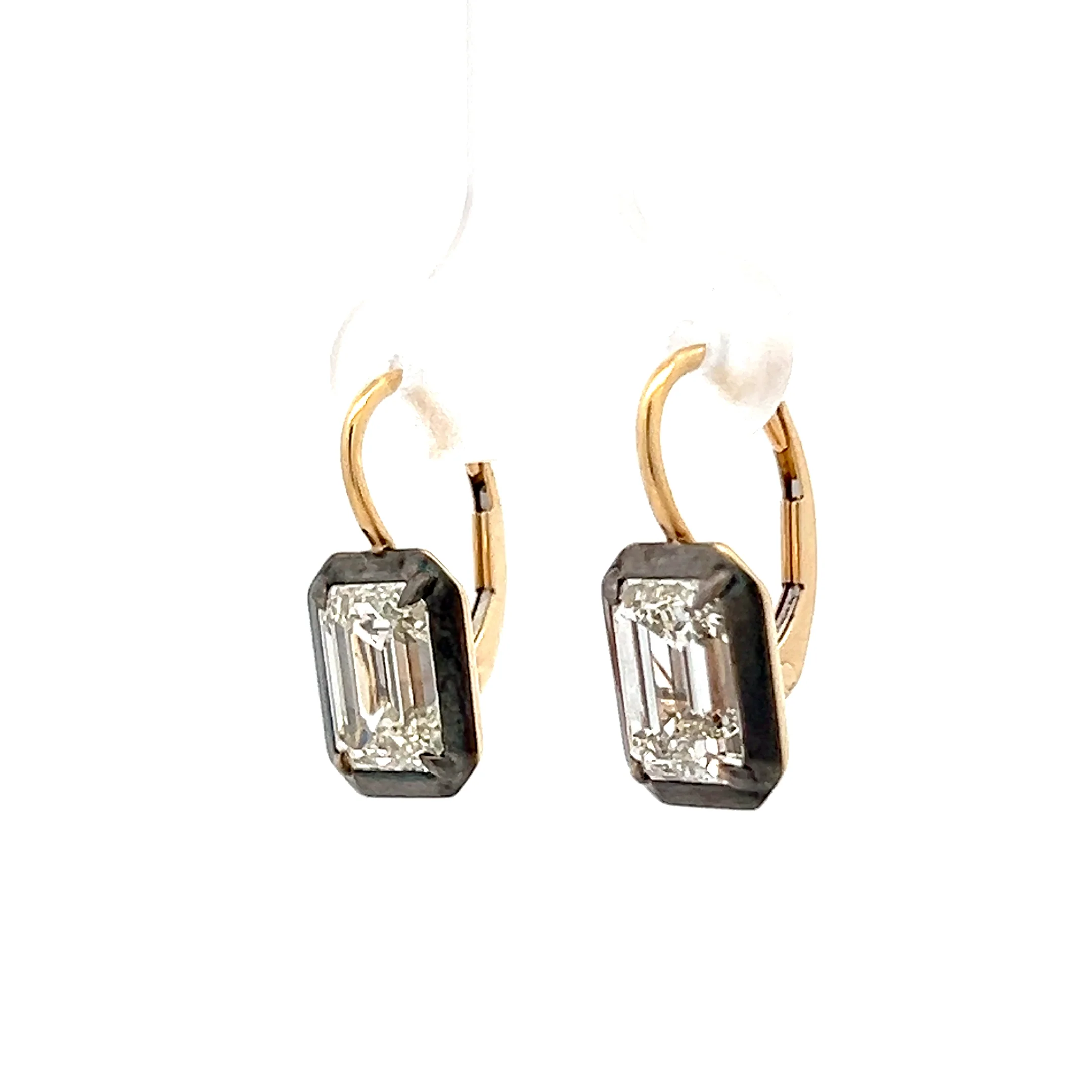 4.04 Emerald Cut Diamond Drop Earrings in 18k - Image 2