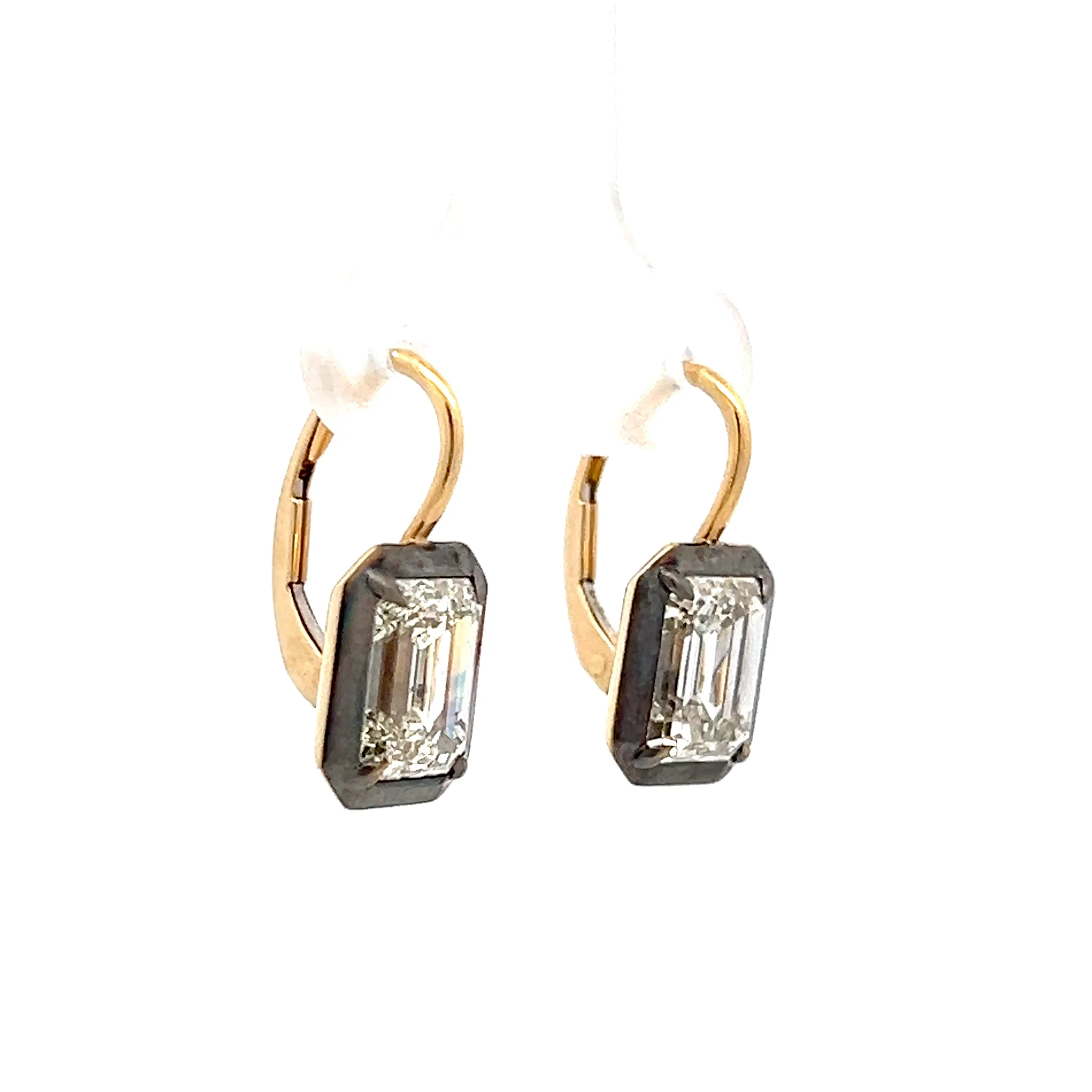 4.04 Emerald Cut Diamond Drop Earrings in 18k - Image 3