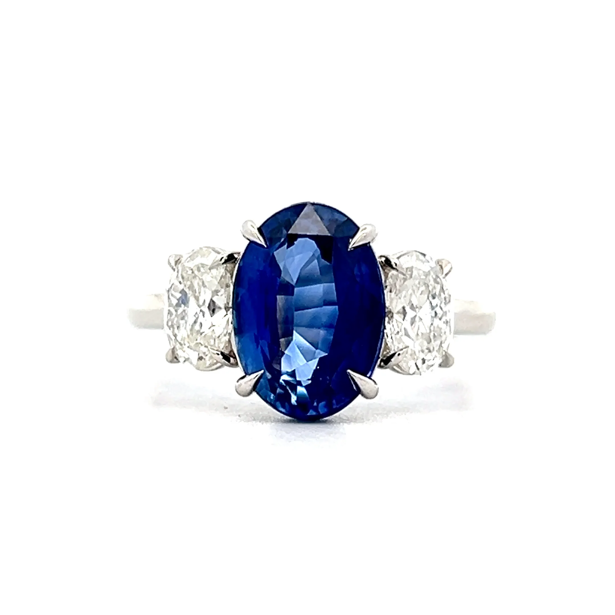 4.04 Oval Sapphire & Diamond Engagement Ring in Platinum