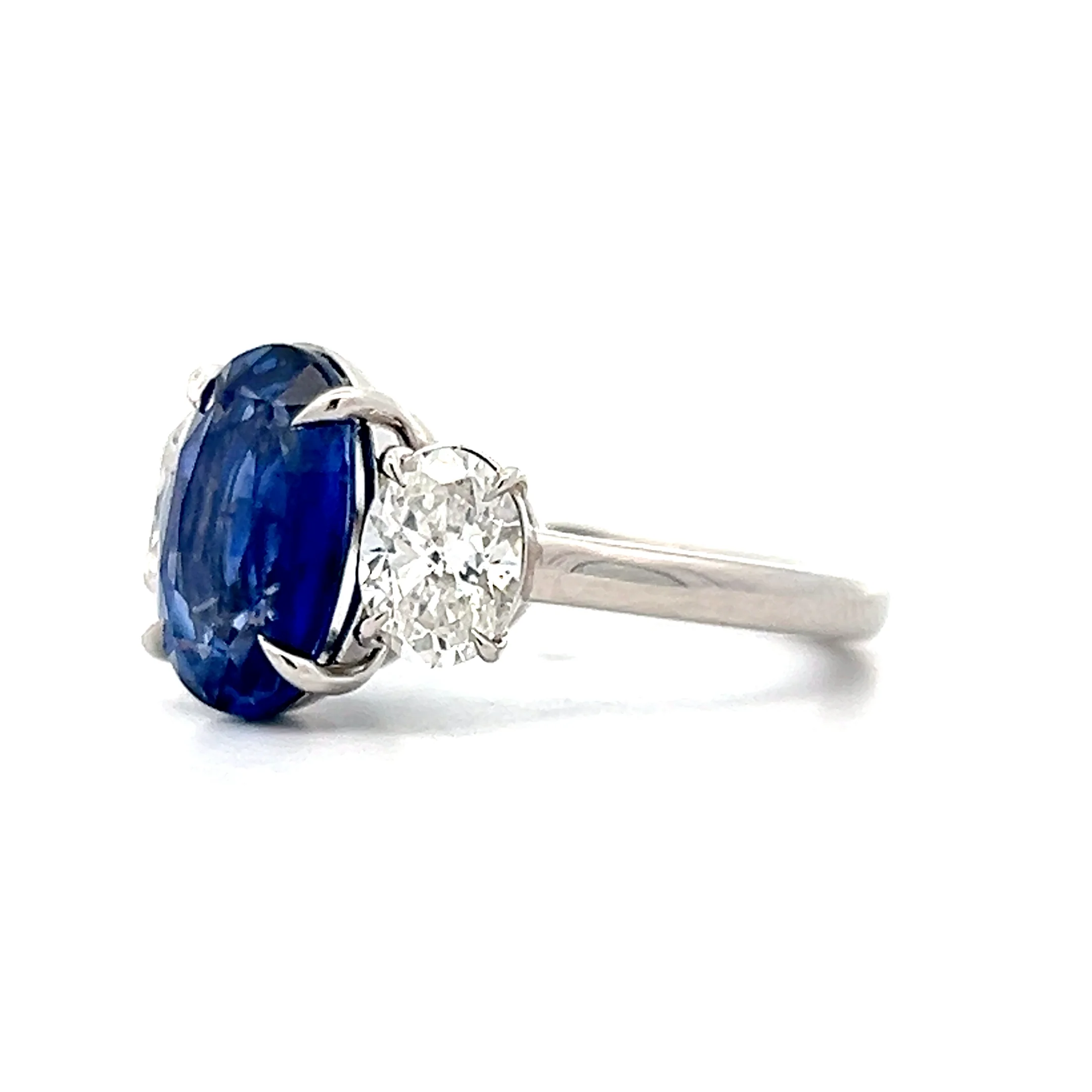 4.04 Oval Sapphire & Diamond Engagement Ring in Platinum - Image 2