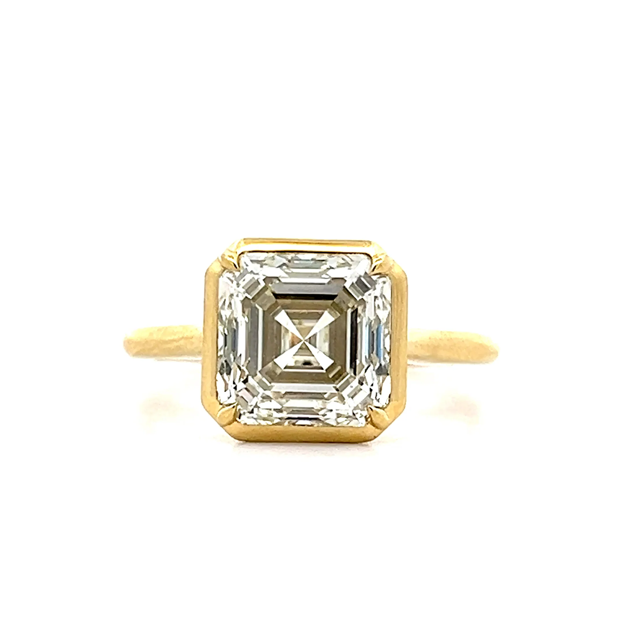 4.05 Asscher Solitaire Diamond Engagement Ring in 18k