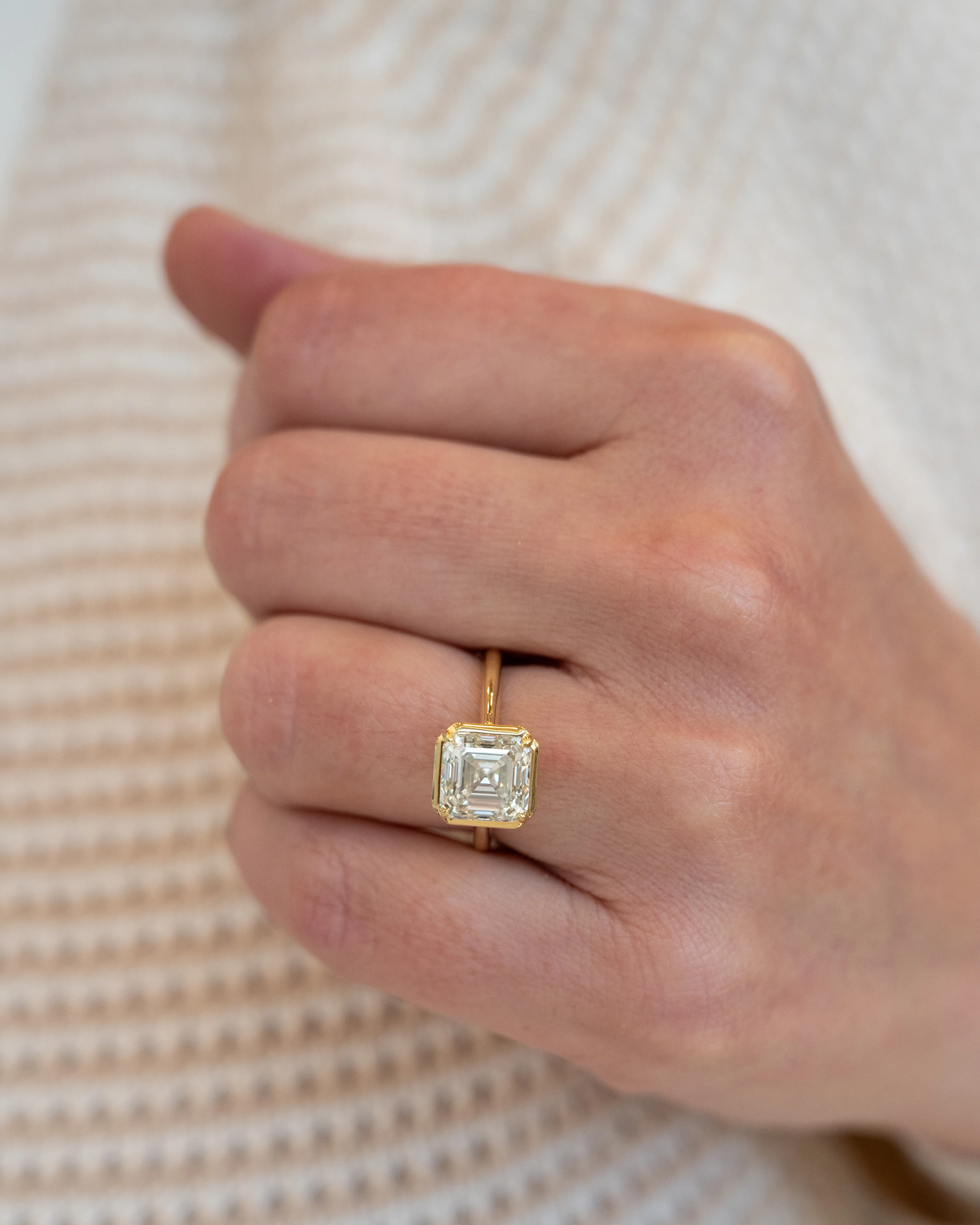 4.05 Asscher Solitaire Diamond Engagement Ring in 18k - Image 7