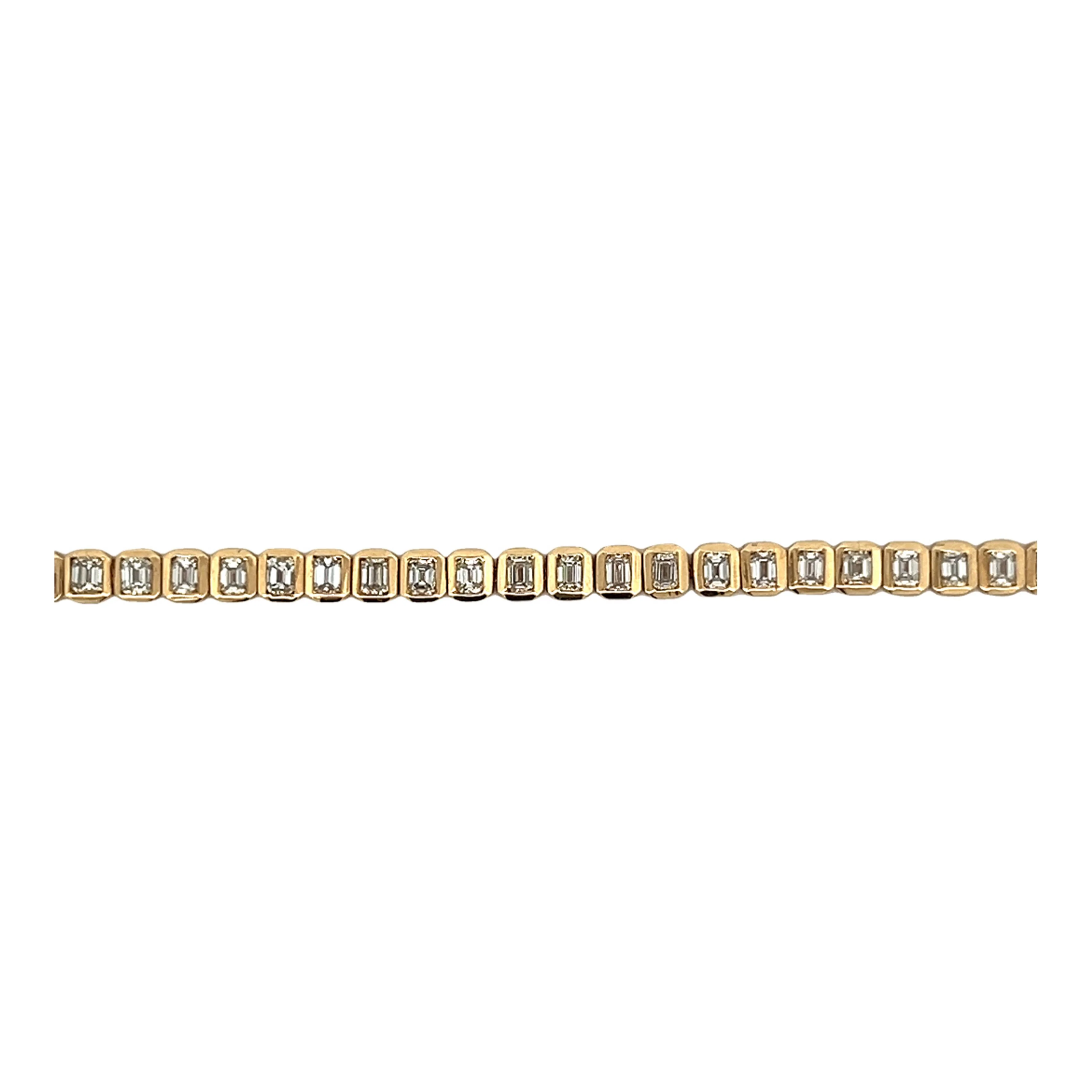 4.05 Emerald Cut Diamond Tennis Bracelet 18k Yellow Gold - Image 4