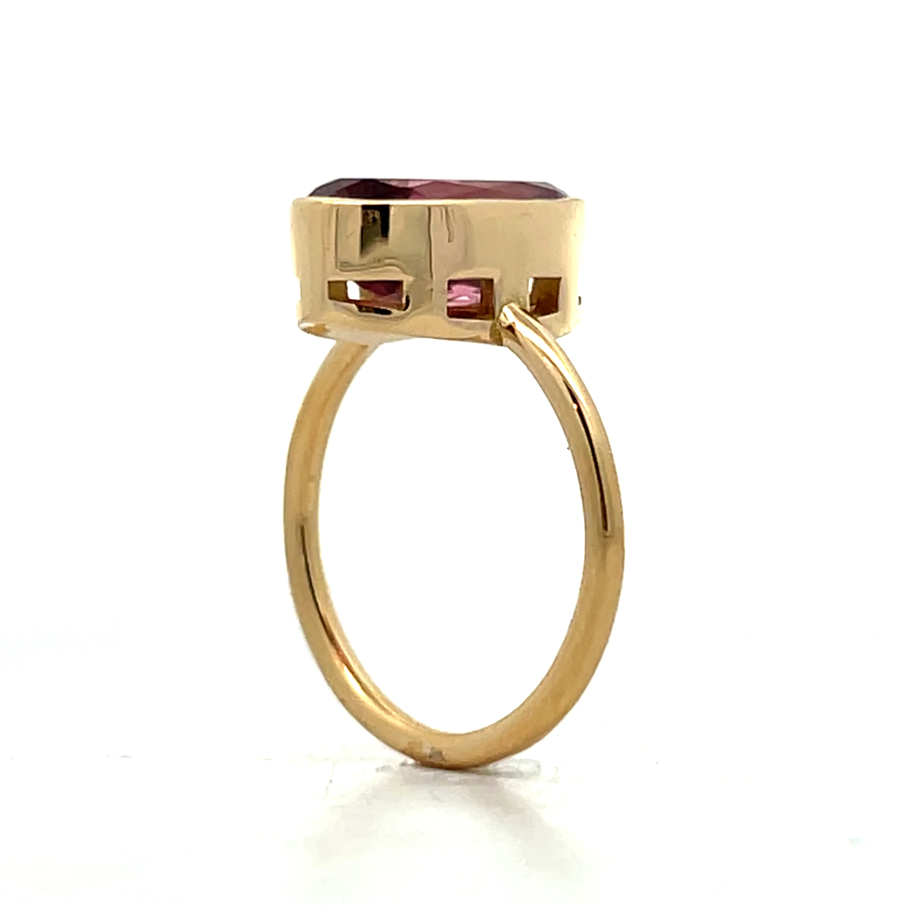 4.06 Elongated Rubellite Tourmaline Cocktail Ring 18k - Image 5