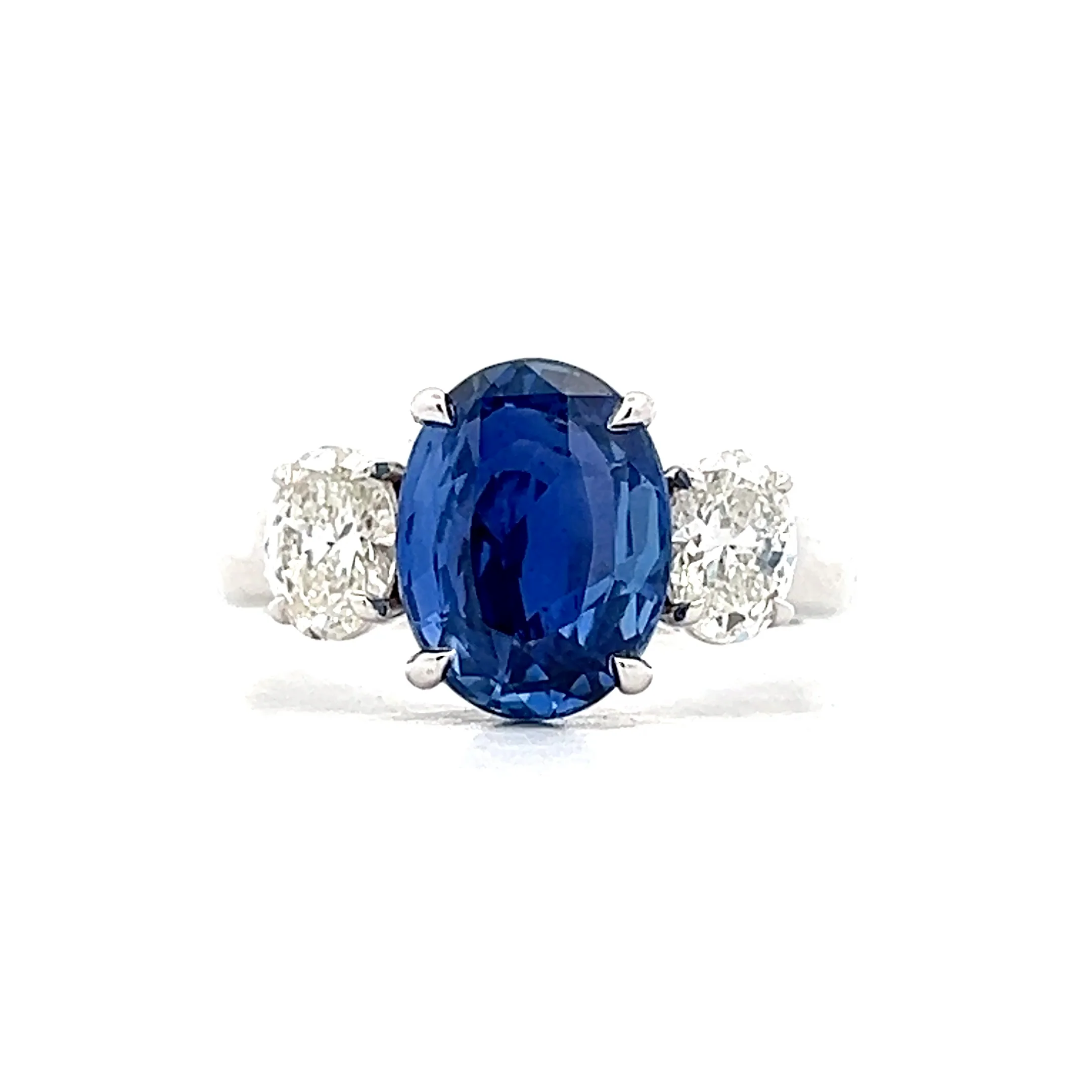 4.07 GIA Oval Blue Sapphire Engagement Ring 18k