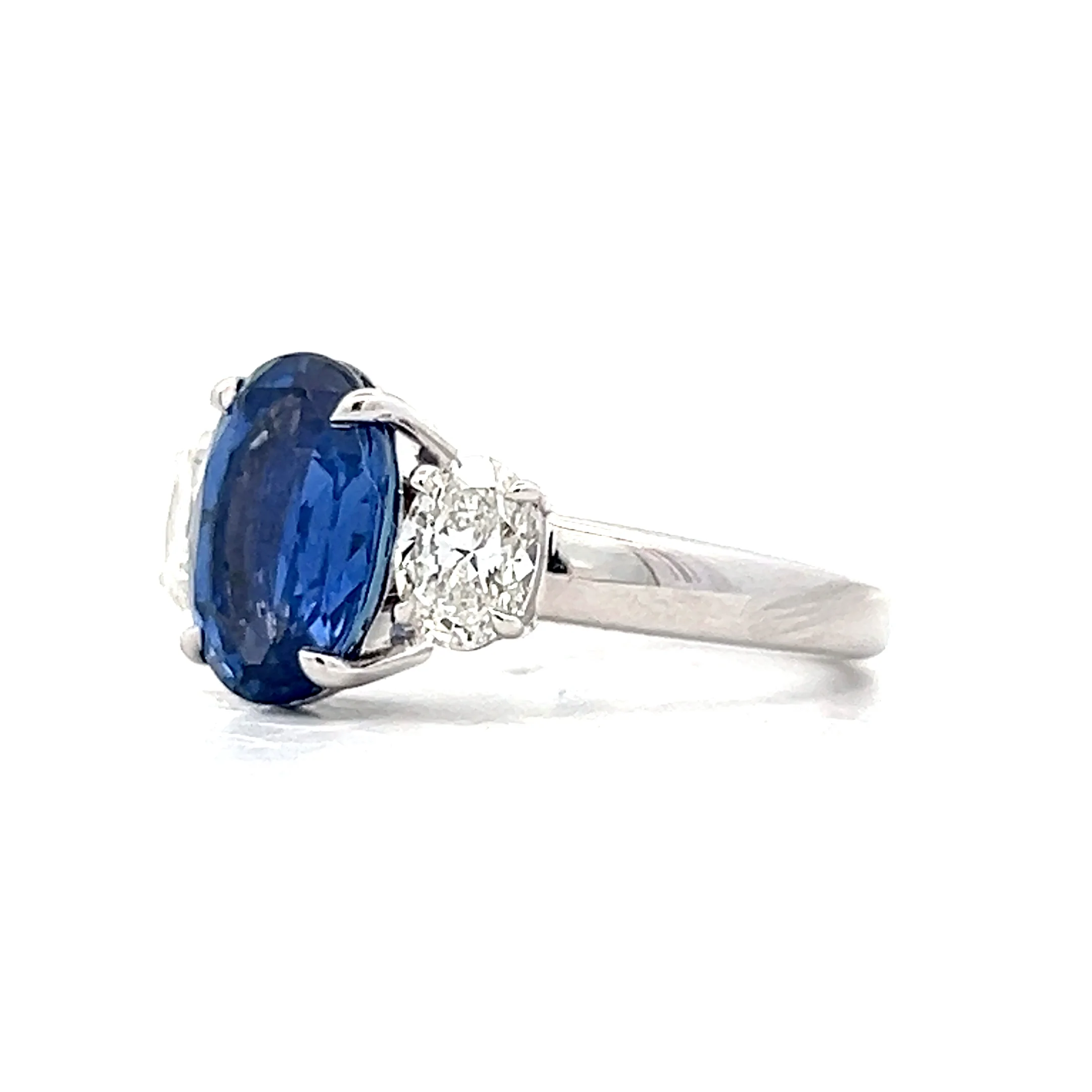 4.07 GIA Oval Blue Sapphire Engagement Ring 18k - Image 2