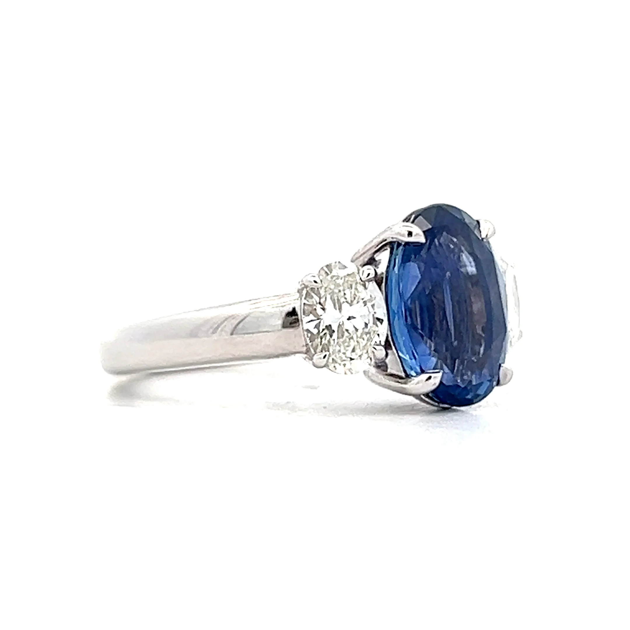 4.07 GIA Oval Blue Sapphire Engagement Ring 18k - Image 3