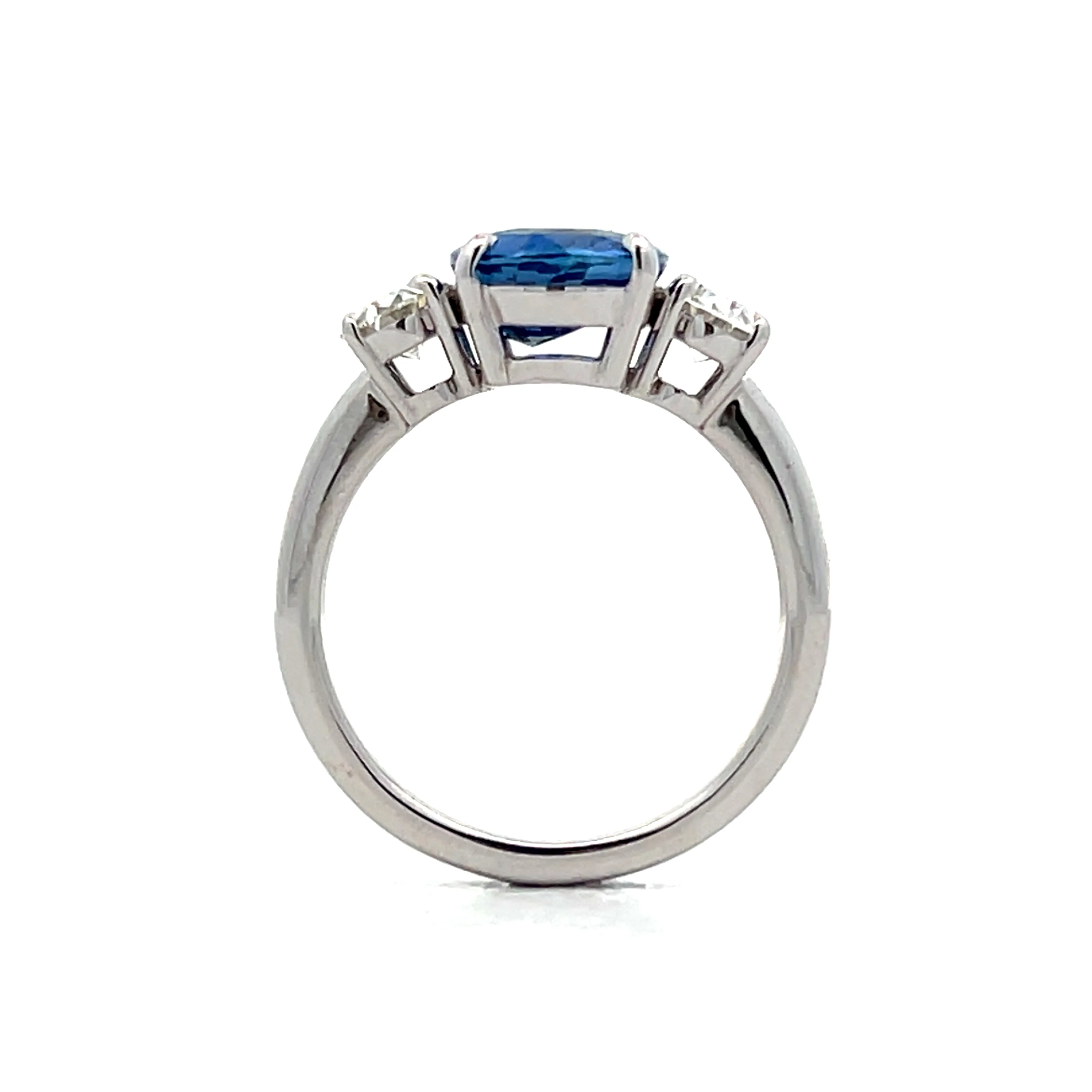 4.07 GIA Oval Blue Sapphire Engagement Ring 18k - Image 4