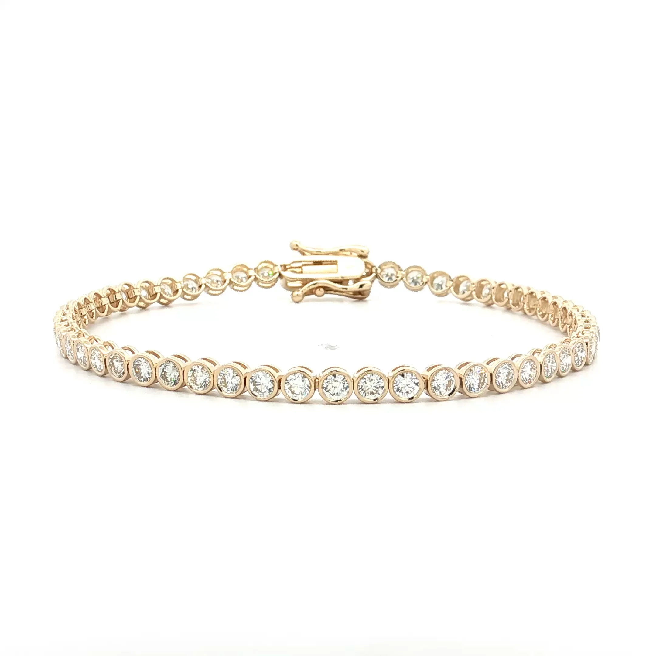 4.08 Bezel Diamond Tennis Necklace 14k Yellow Gold