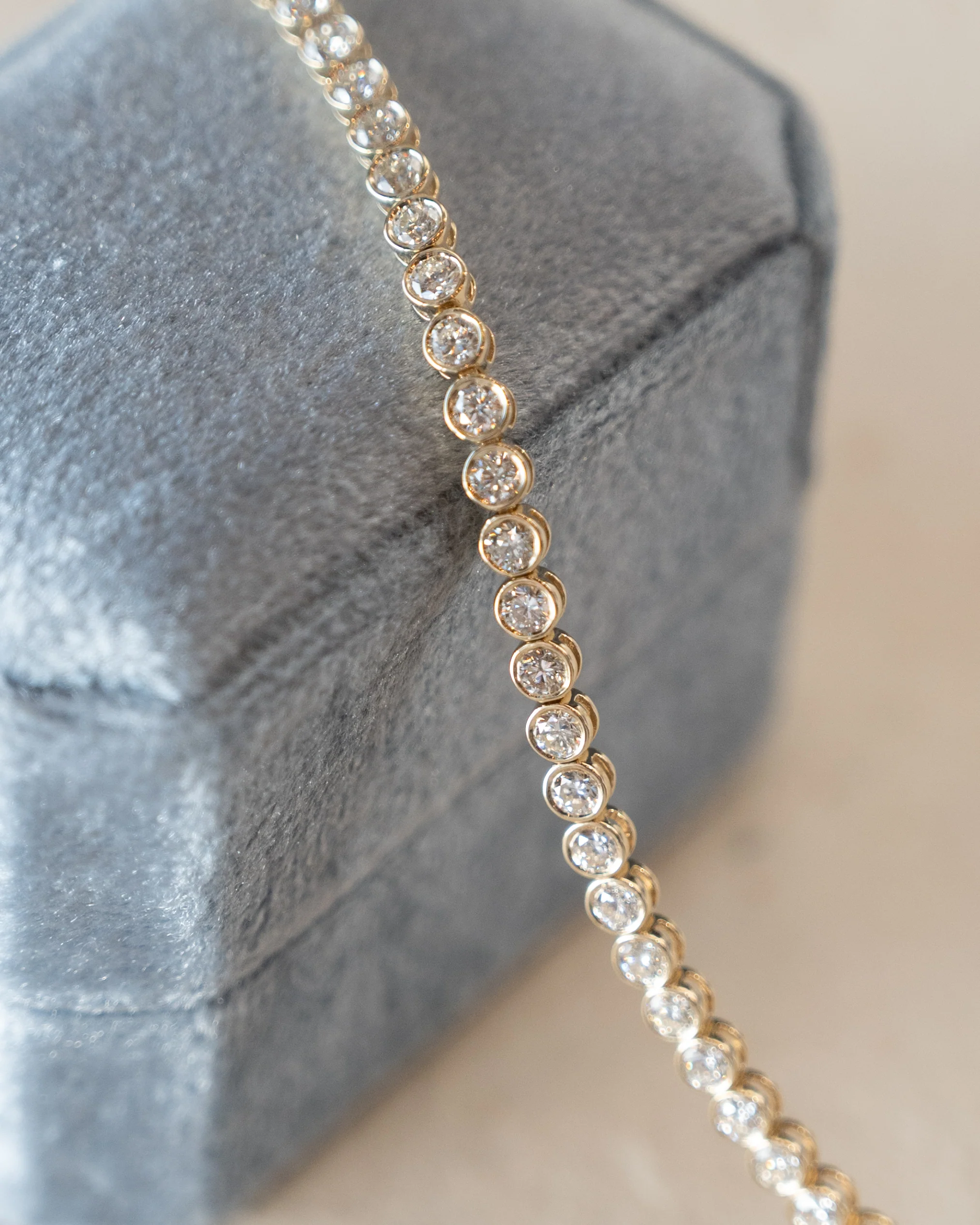 4.08 Bezel Diamond Tennis Necklace 14k Yellow Gold - Image 5