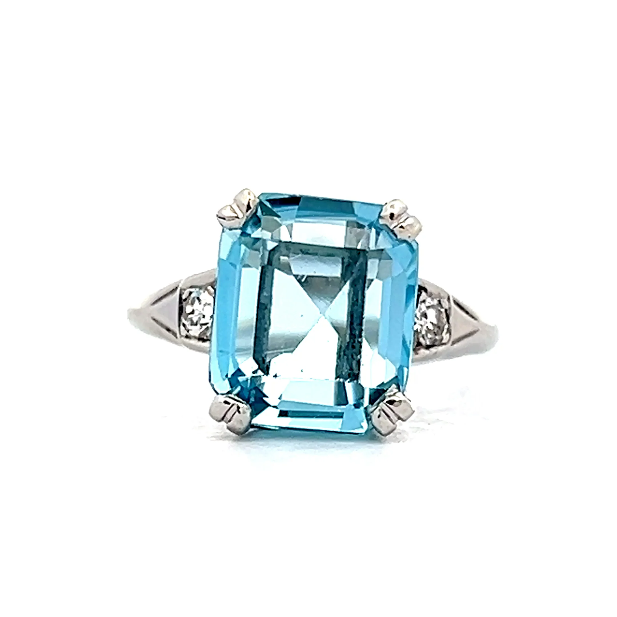 4.08 Vintage Retro Aquamarine Cocktail Ring in 14k