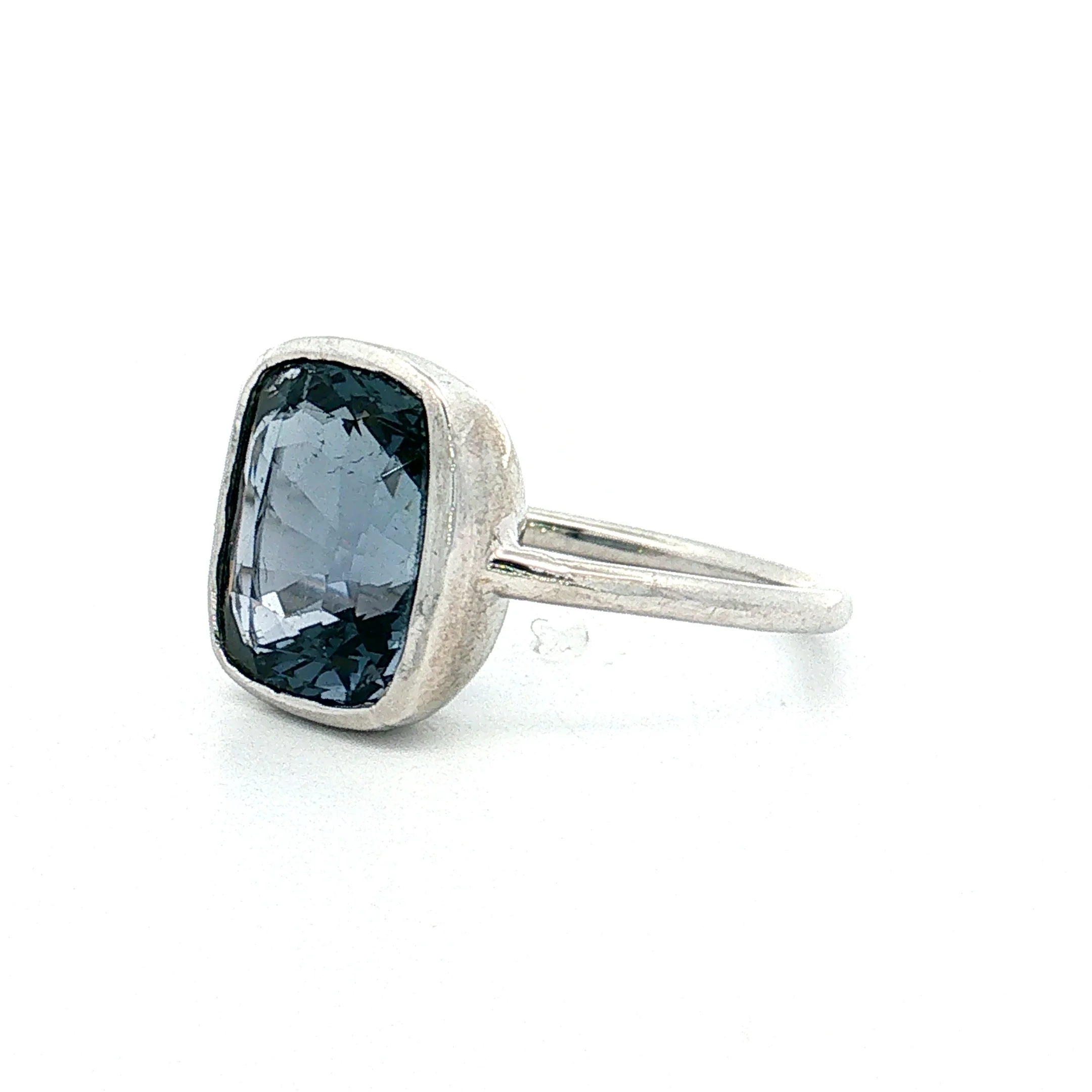 4.12 Cushion Blue Spinel Solitaire Ring Platinum - Image 2