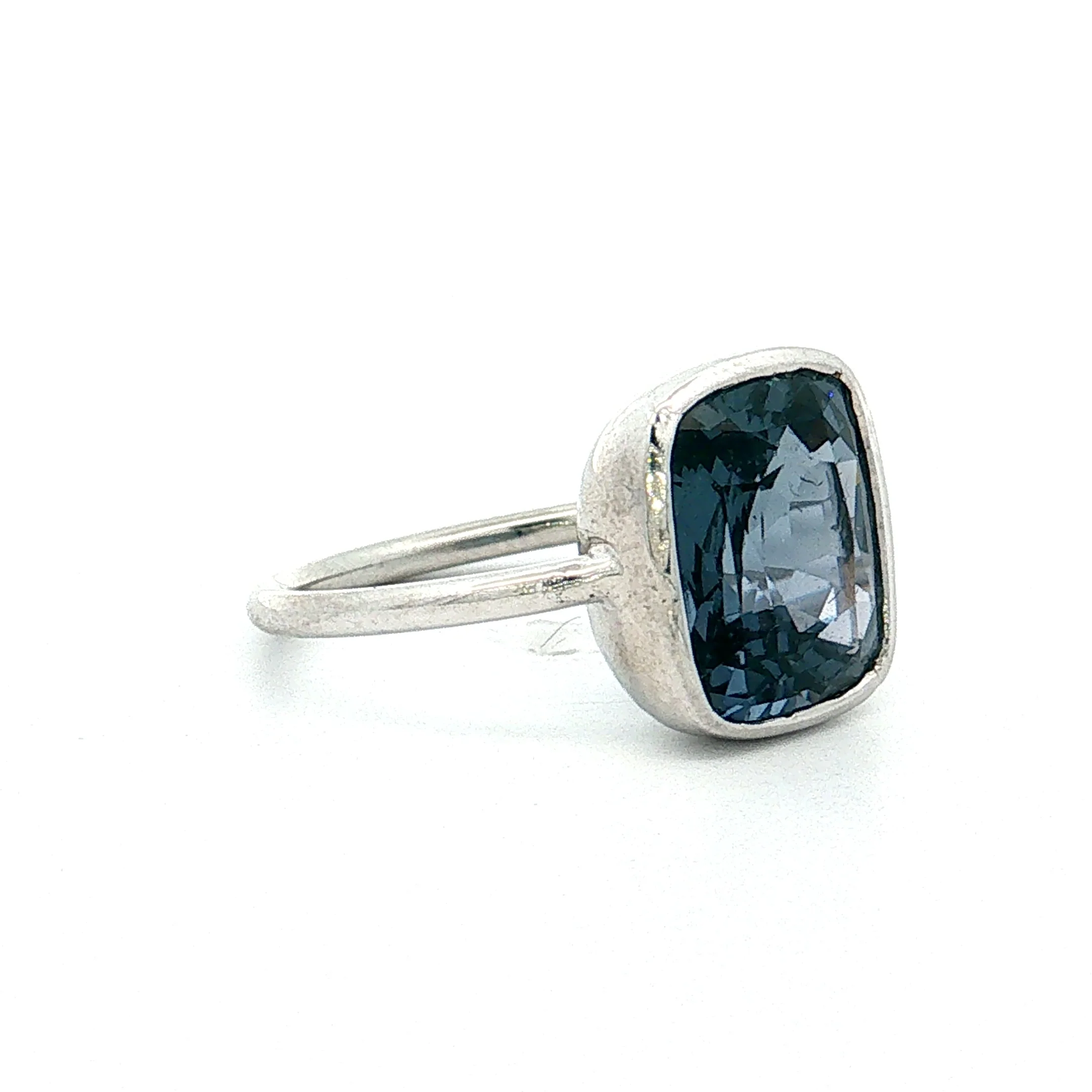 4.12 Cushion Blue Spinel Solitaire Ring Platinum - Image 3
