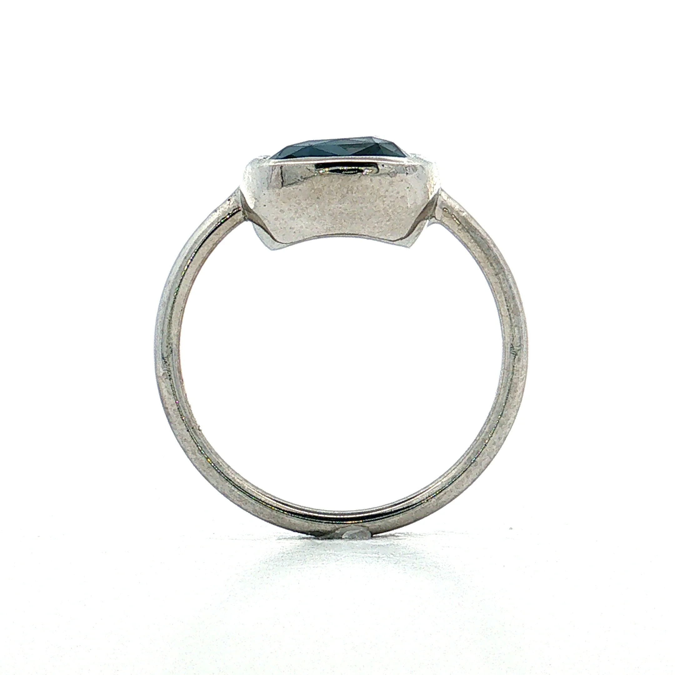 4.12 Cushion Blue Spinel Solitaire Ring Platinum - Image 4