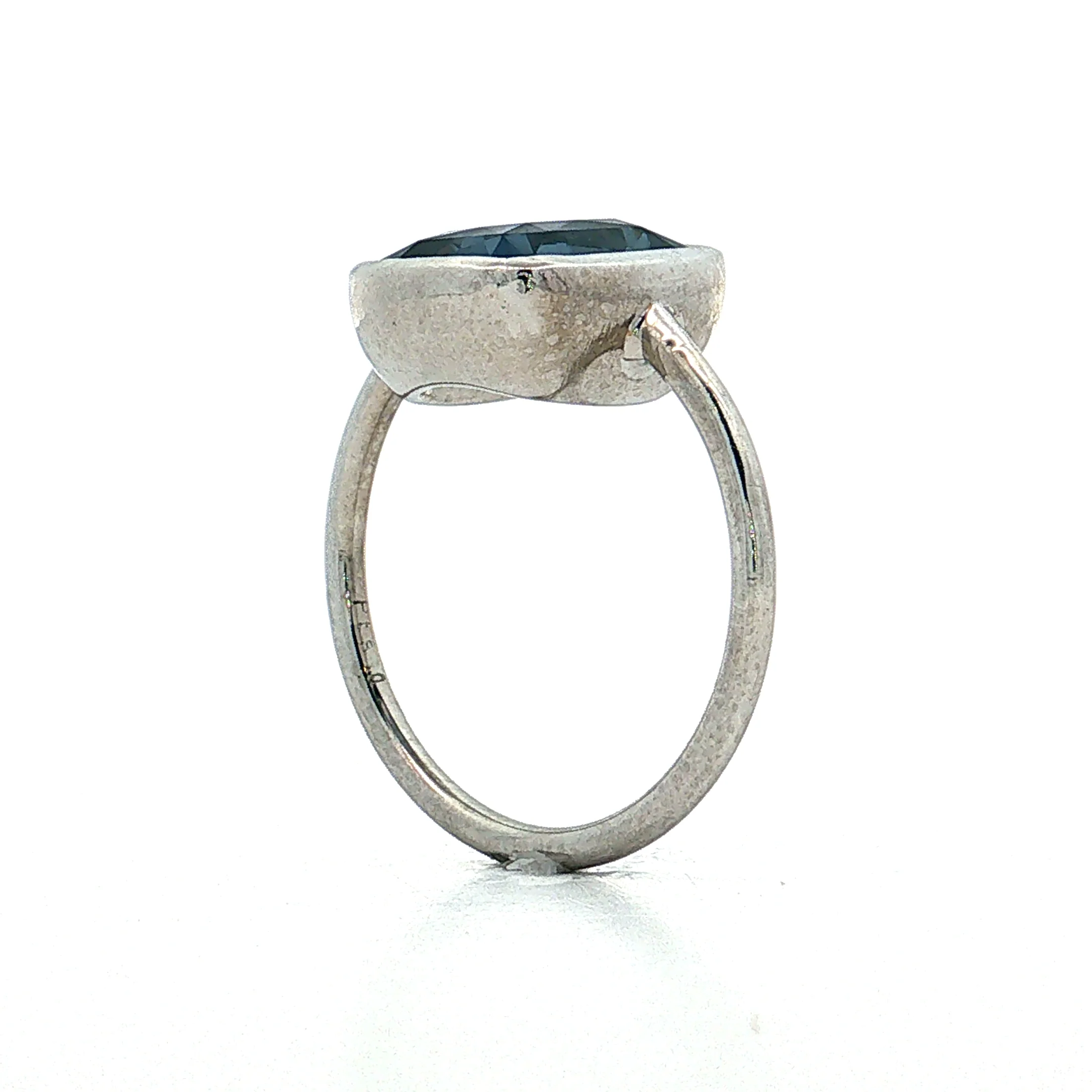 4.12 Cushion Blue Spinel Solitaire Ring Platinum - Image 5
