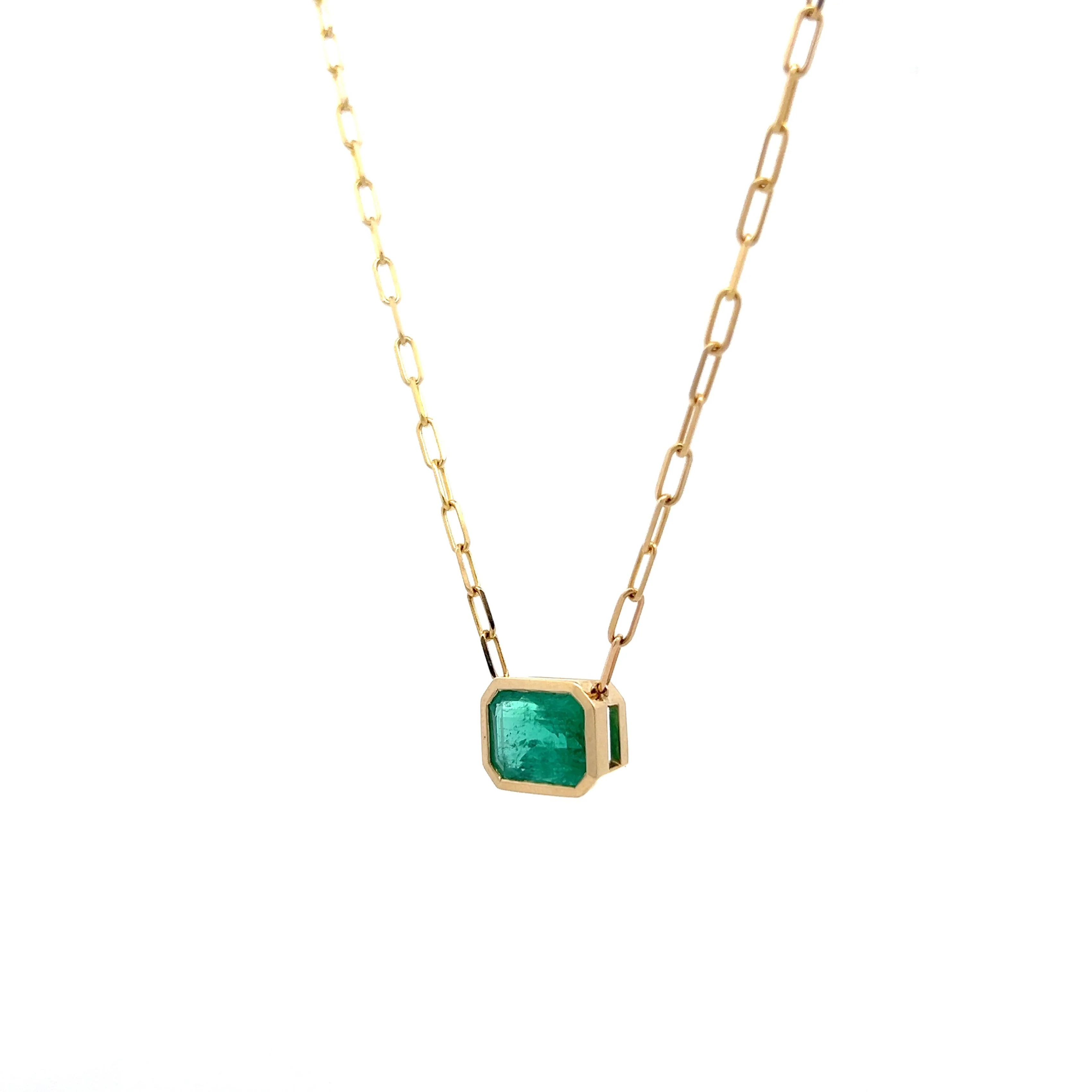 4.12 Emerald Cut Emerald in 14k Yellow Gold - Image 2