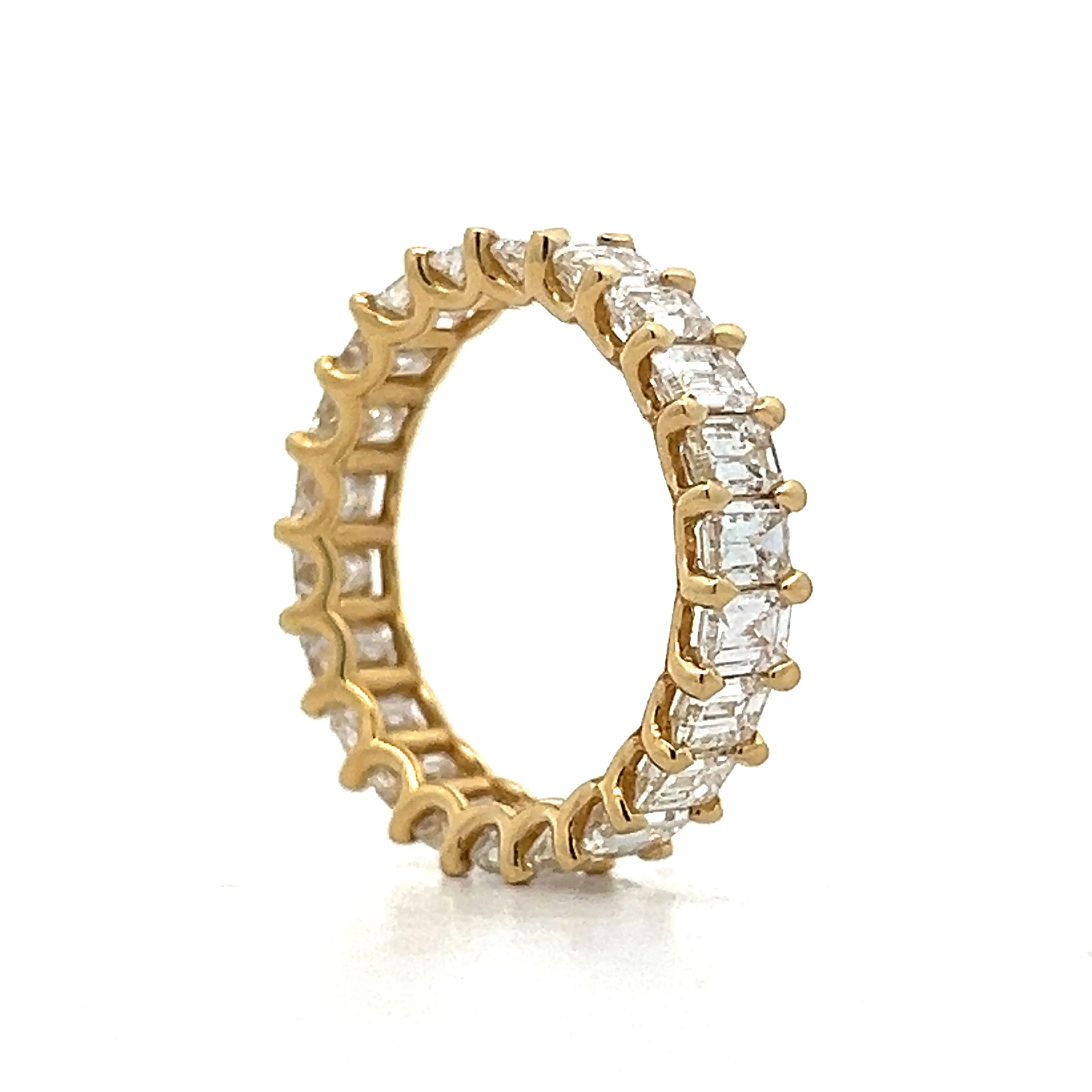 4.14 Emerald Cut Diamond Eternity Stacking Ring in Yellow Gold - Image 5