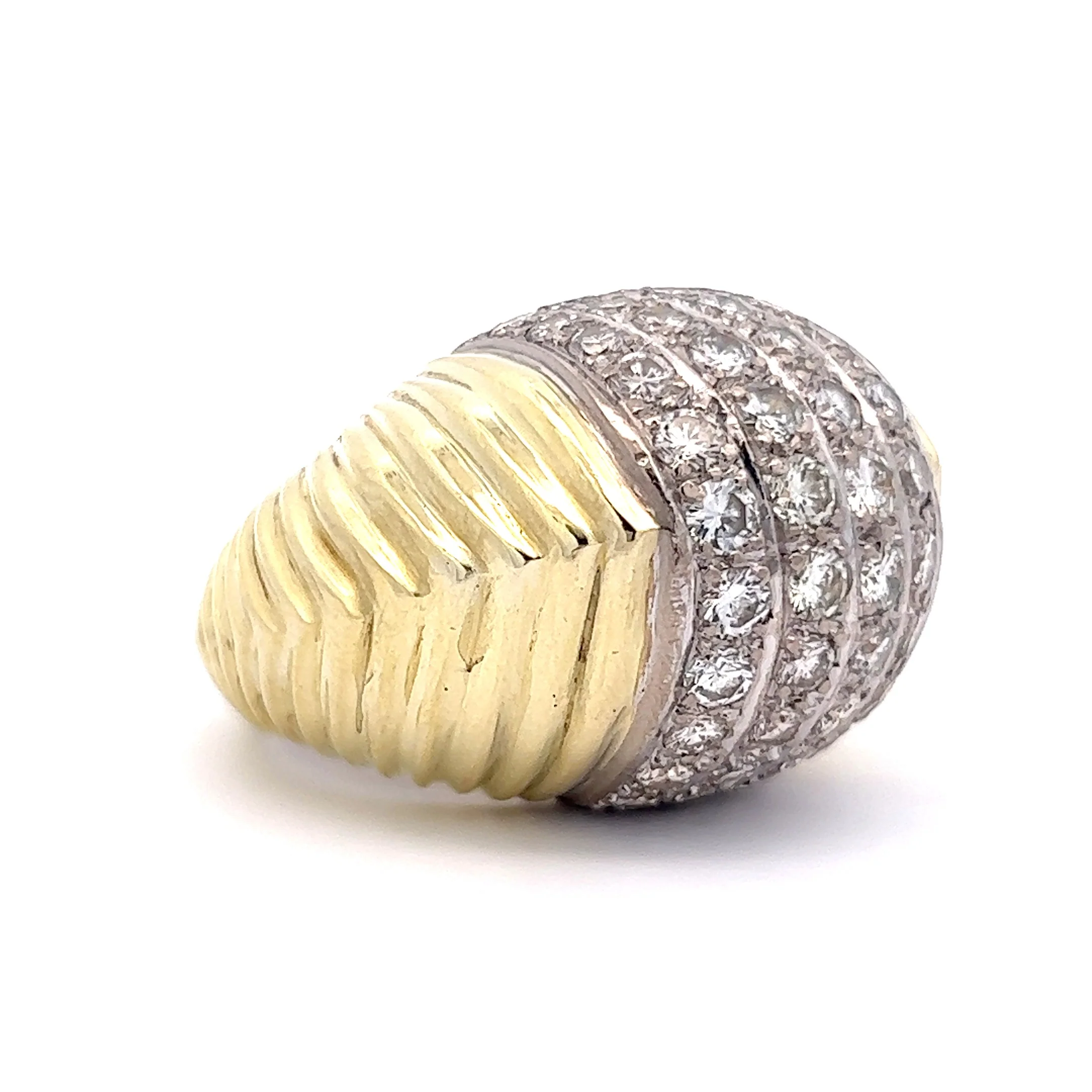 4.16 Mid-Century Pave Diamond Cocktail Ring in 18k Yellow Gold - Image 3