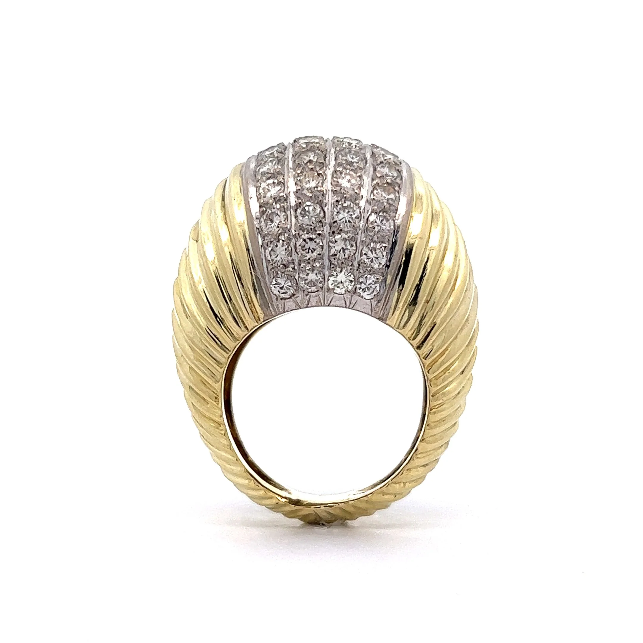 4.16 Mid-Century Pave Diamond Cocktail Ring in 18k Yellow Gold - Image 4