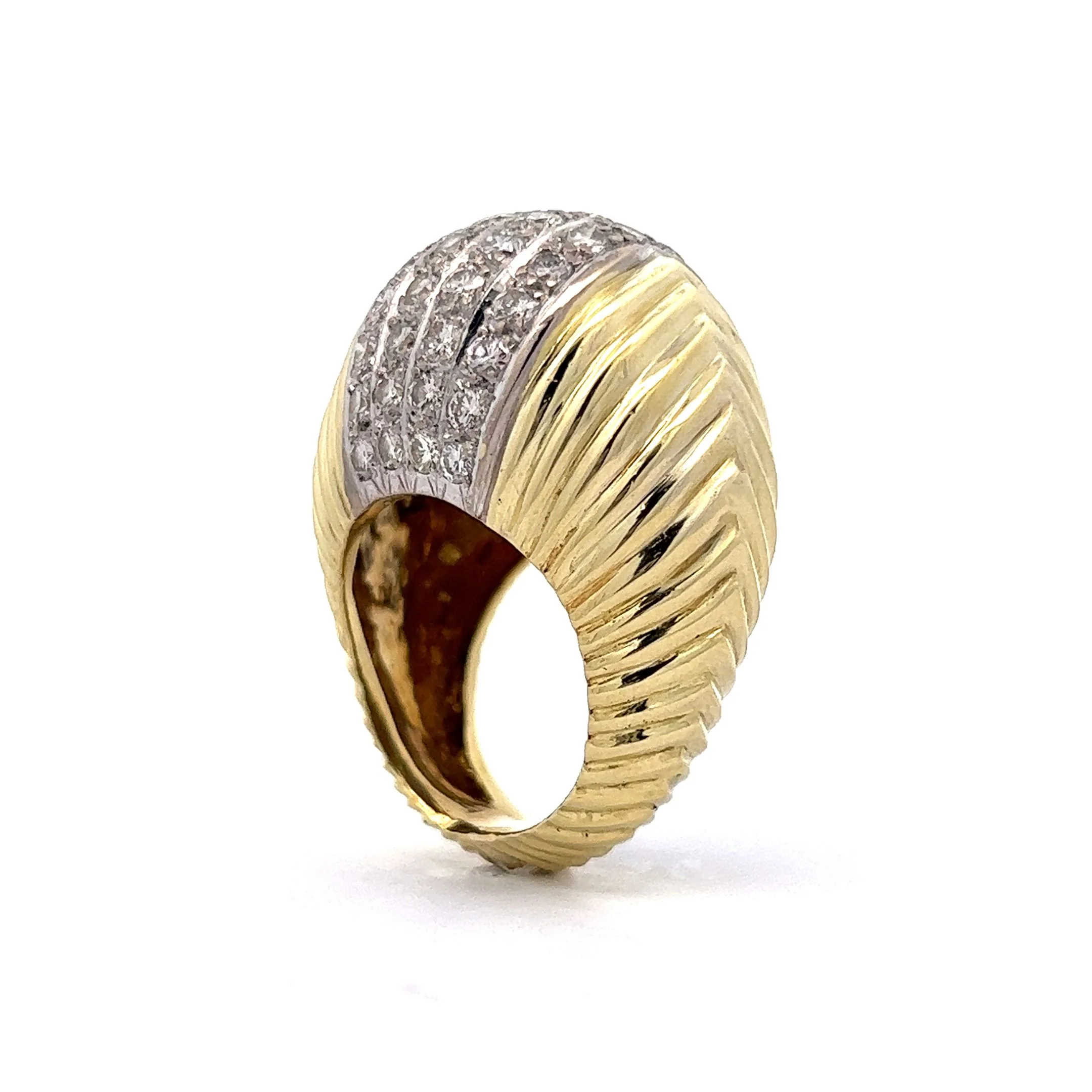 4.16 Mid-Century Pave Diamond Cocktail Ring in 18k Yellow Gold - Image 5