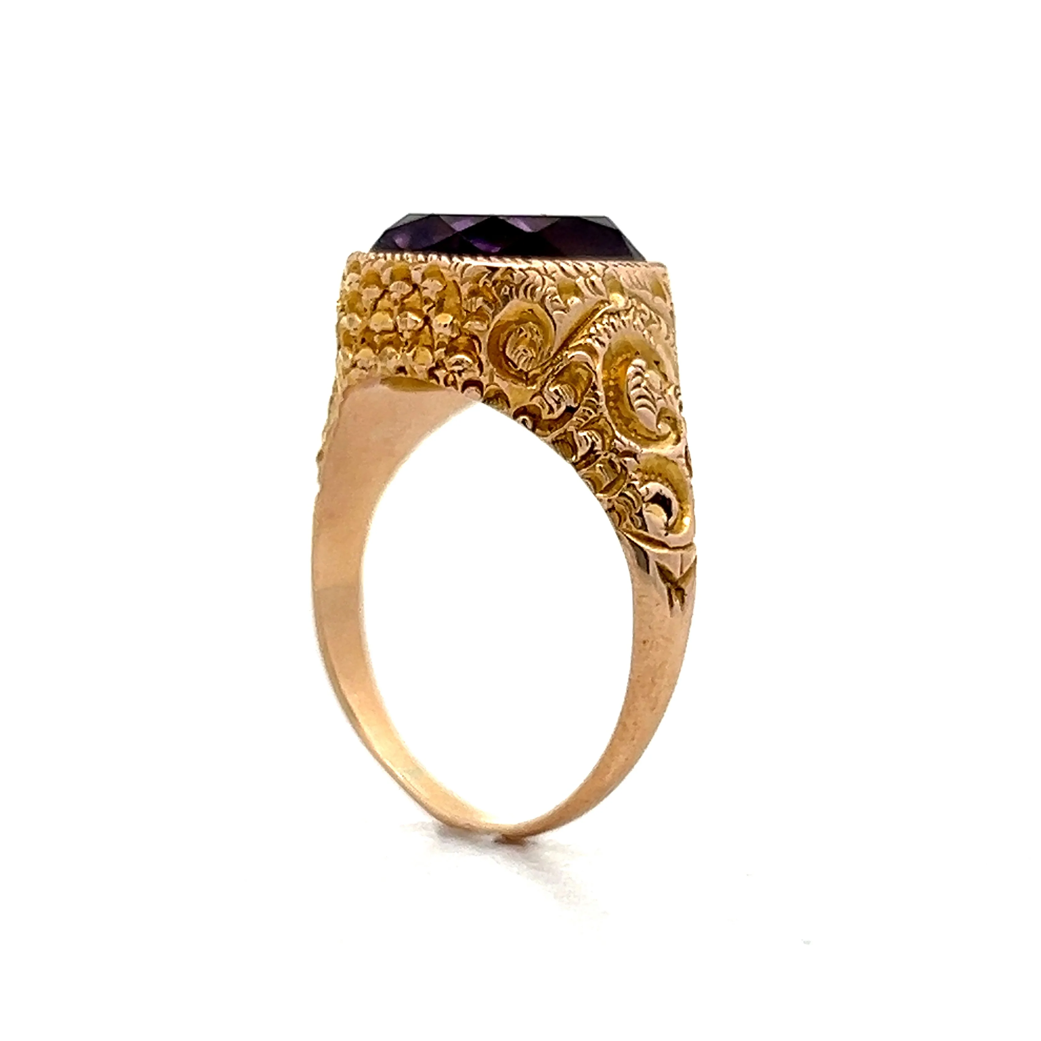 4.18 Vintage Victorian Amethyst Cocktail Ring in 14k - Image 5