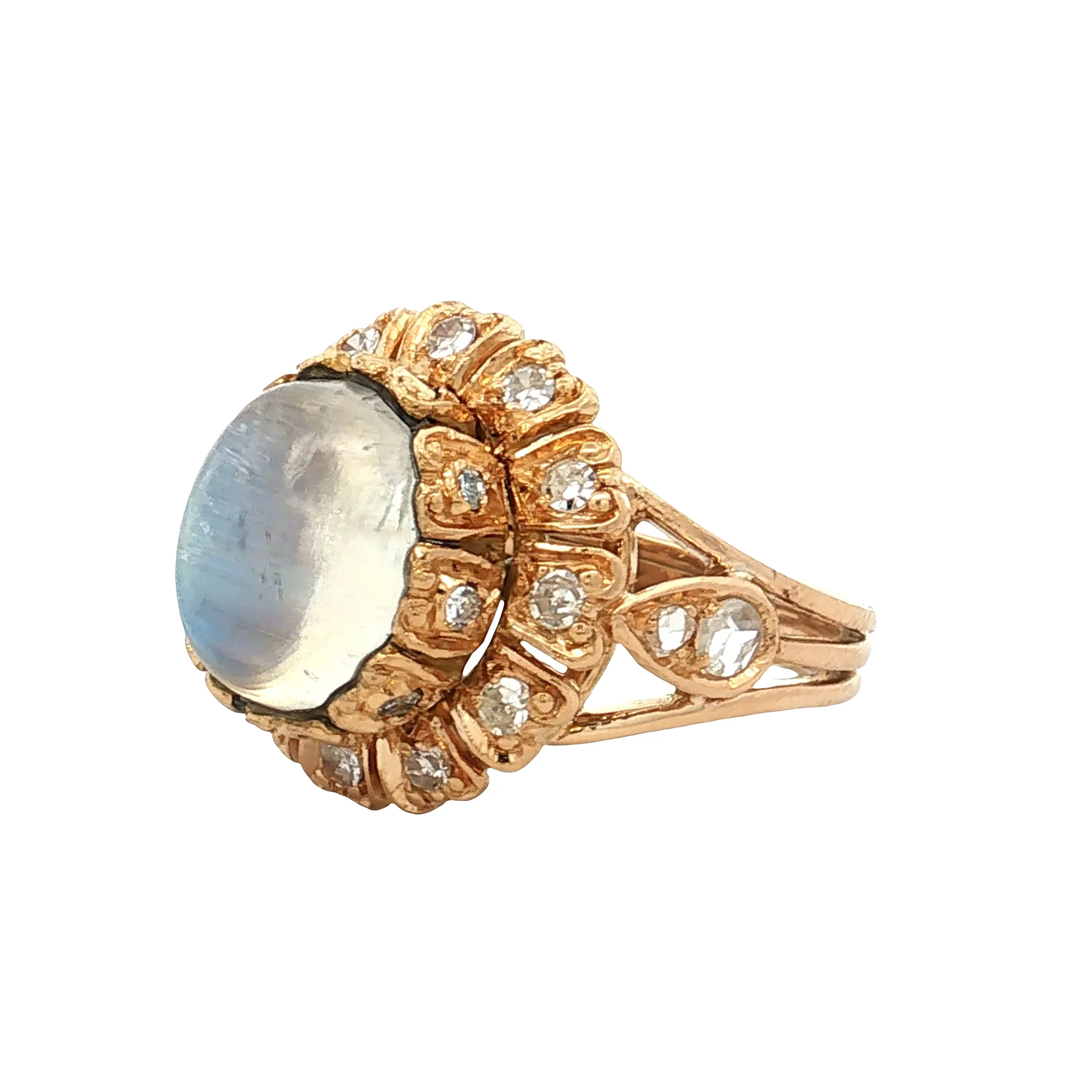 4.20 Vintage Moonstone Cocktail Ring 21k Yellow Gold - Image 2