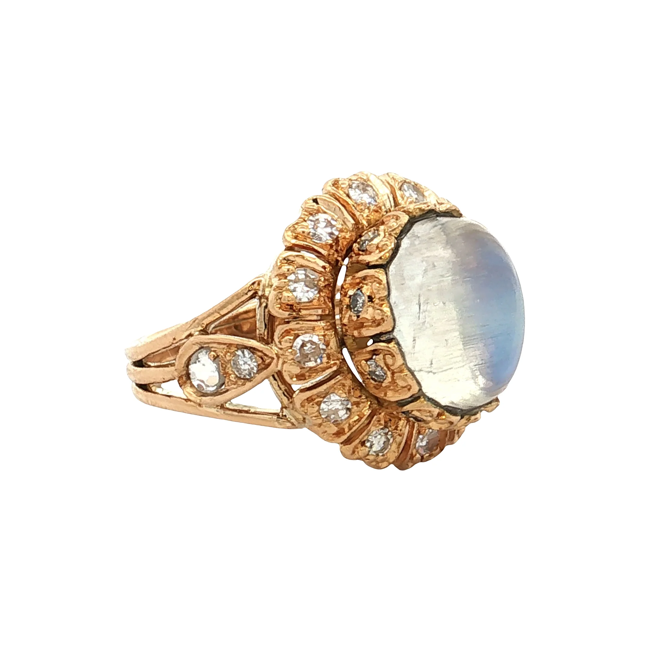 4.20 Vintage Moonstone Cocktail Ring 21k Yellow Gold - Image 3